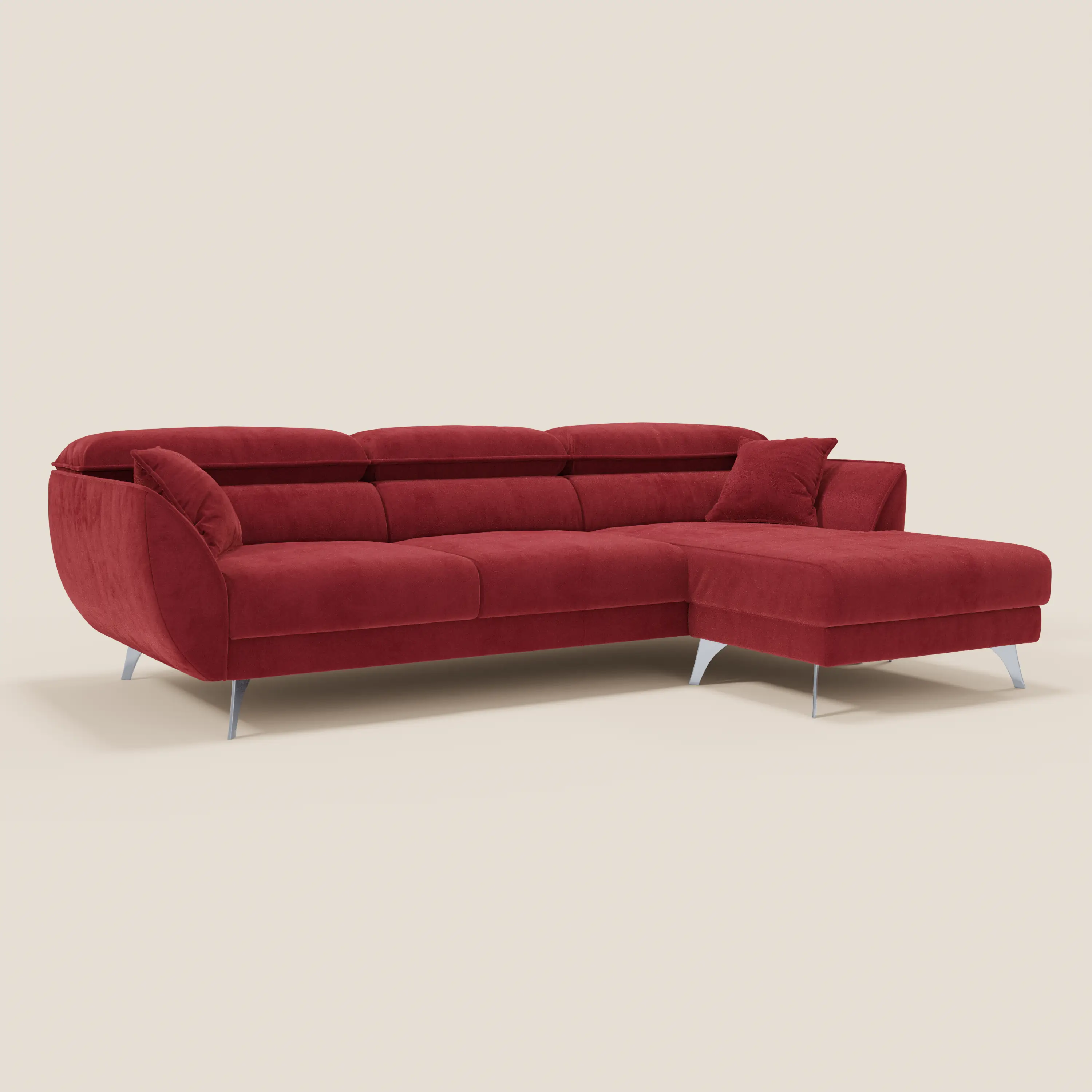 Michelangelo Canapé d'angle avec chaise longue et assises coulissantes - têtières réglables en tissu raffiné détachable effet velouté T30 - Image 72
