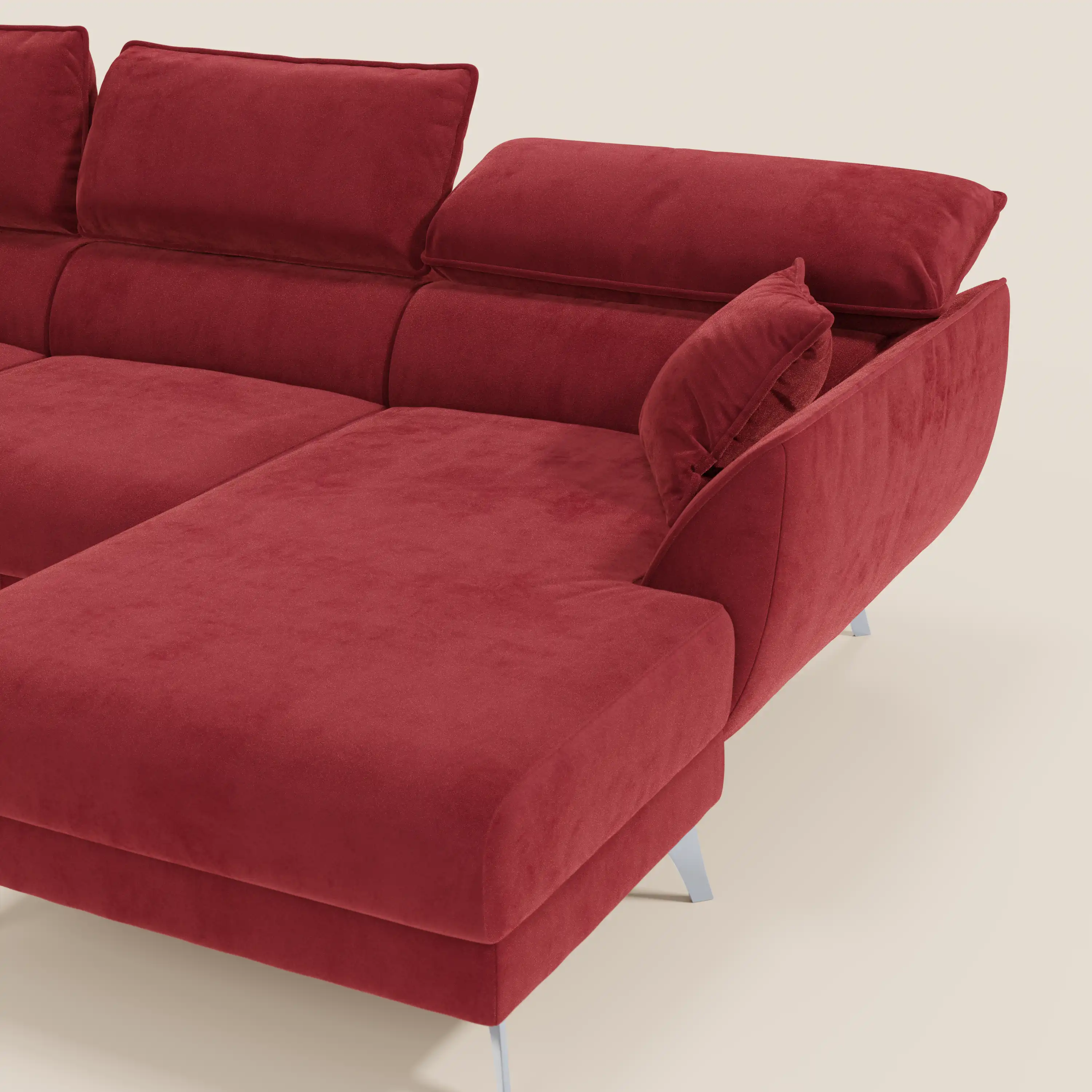 Michelangelo Canapé d'angle avec chaise longue et assises coulissantes - têtières réglables en tissu raffiné détachable effet velouté T30 - Image 74