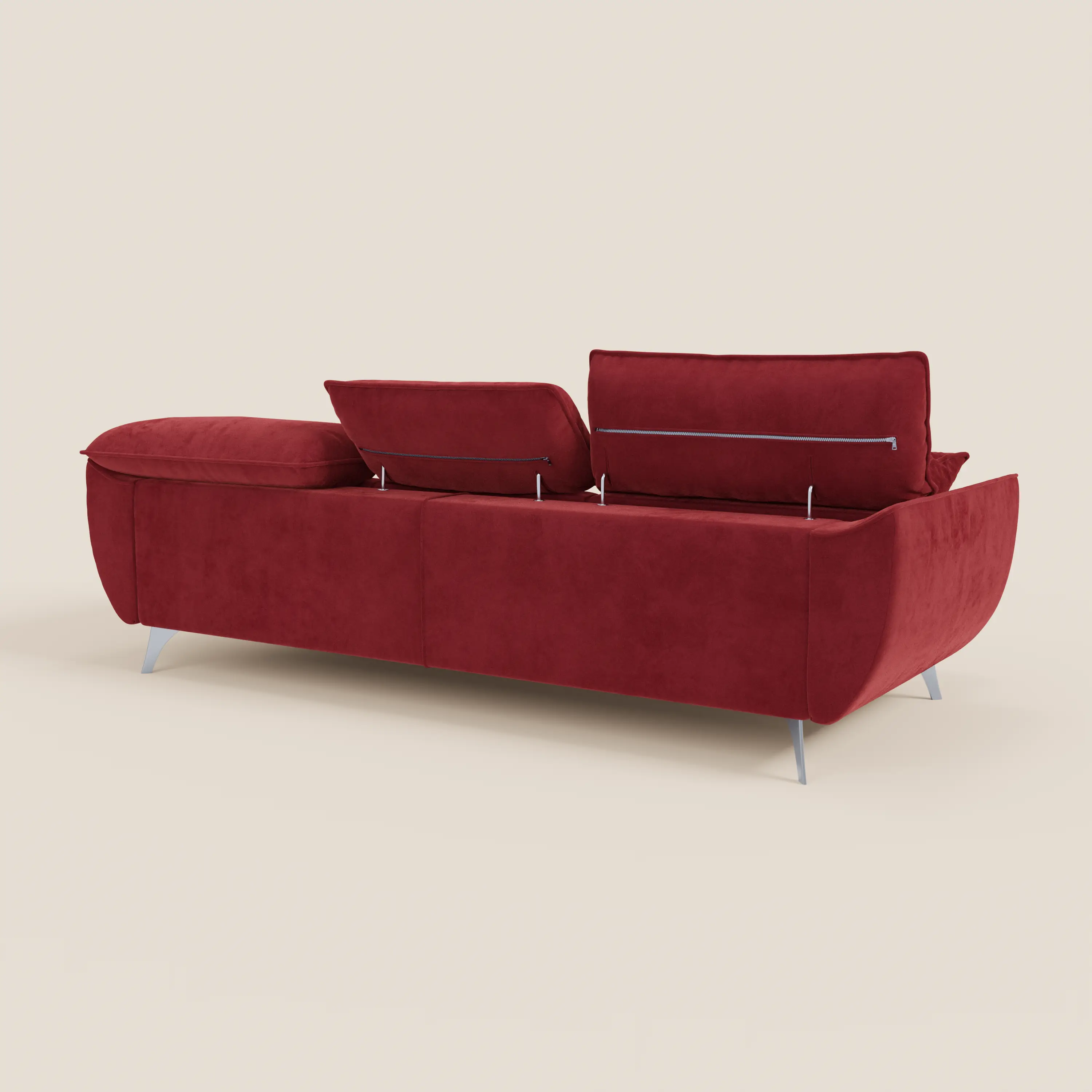 Michelangelo Canapé d'angle avec chaise longue et assises coulissantes - têtières réglables en tissu raffiné détachable effet velouté T30 - Image 75