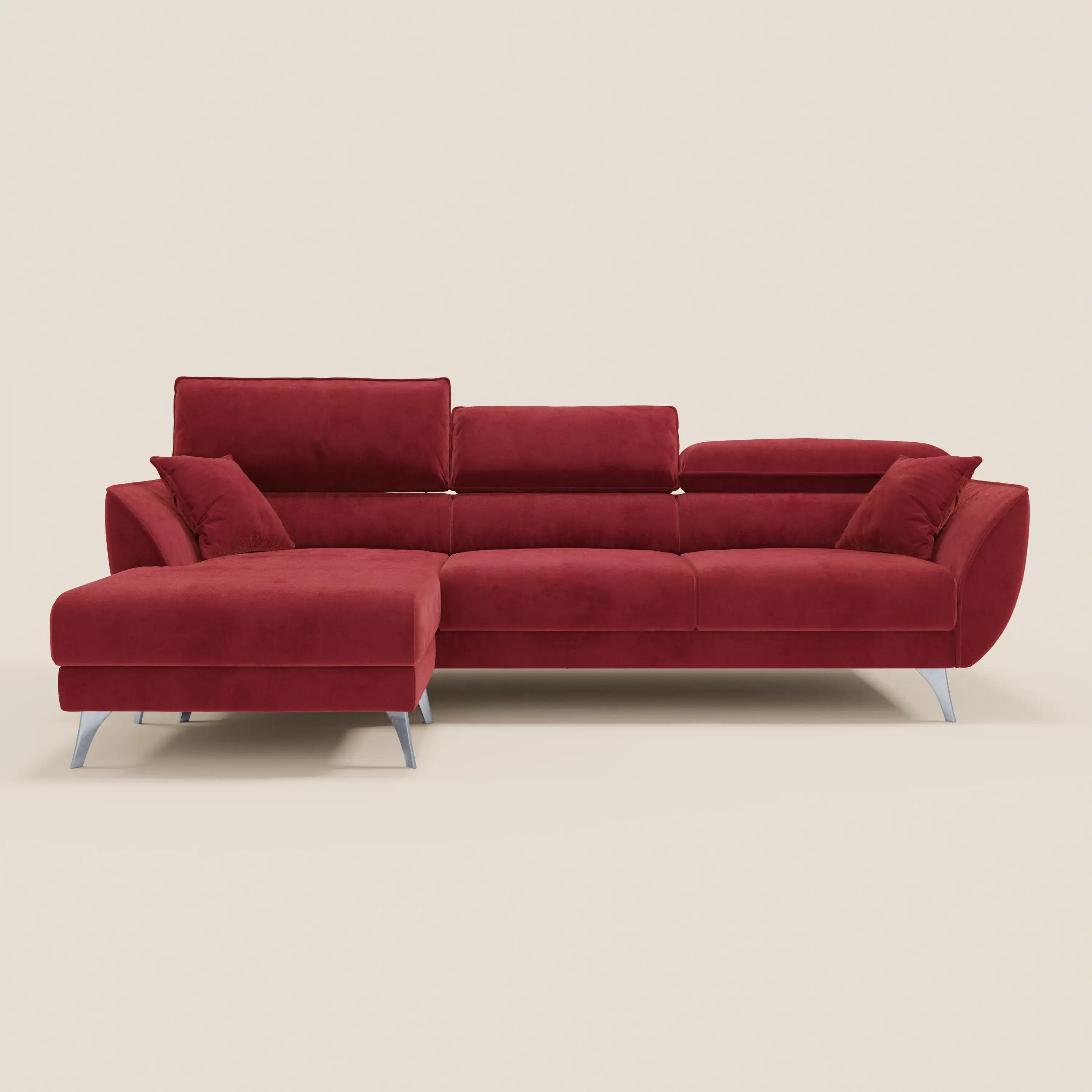 Michelangelo Canapé d'angle avec chaise longue et assises coulissantes - têtières réglables en tissu raffiné détachable effet velouté T30 - Image 78