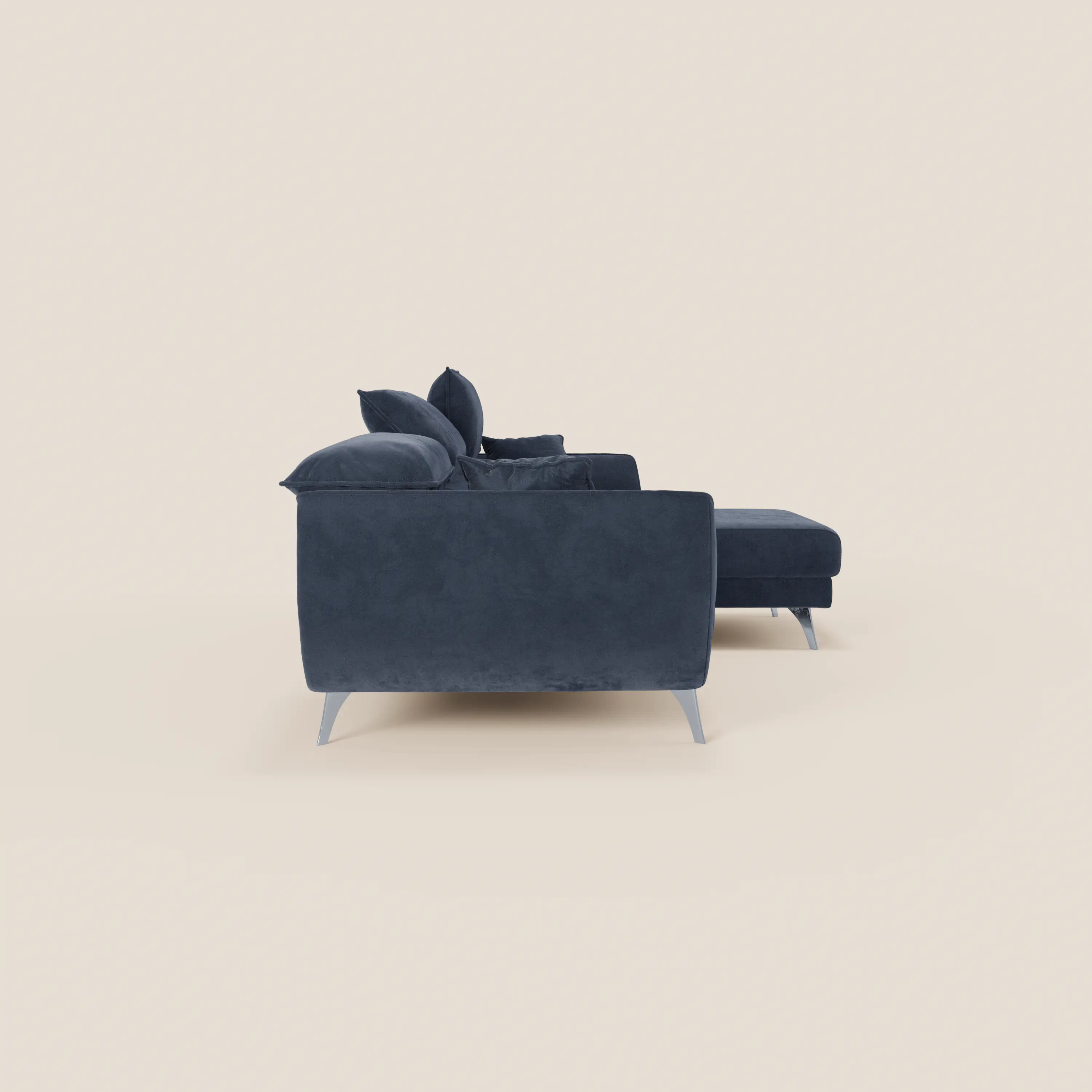 Michelangelo Canapé d'angle avec chaise longue et assises coulissantes - têtières réglables en tissu raffiné détachable effet velouté T30 - Image 8