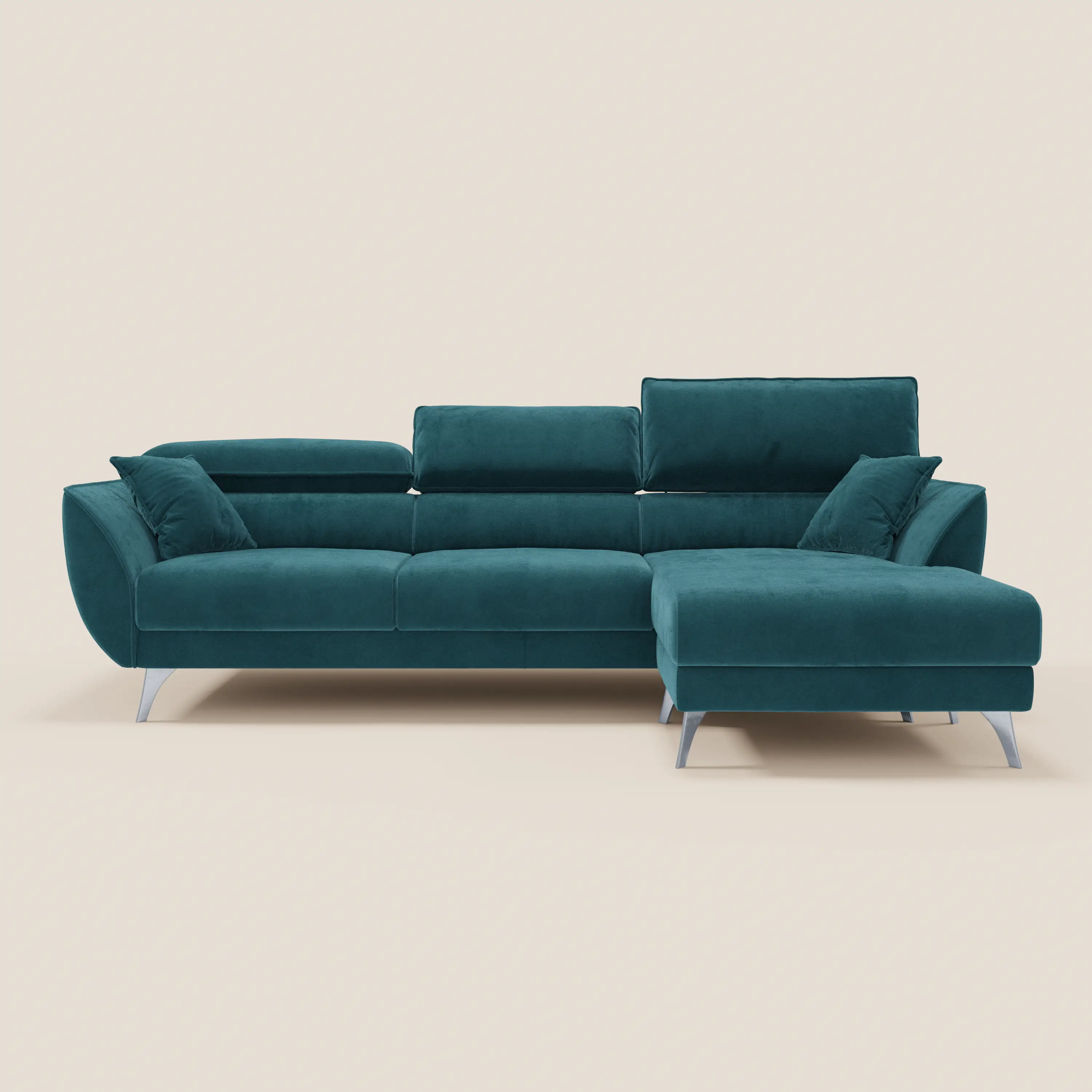 Michelangelo Canapé d'angle avec chaise longue et assises coulissantes - têtières réglables en tissu raffiné détachable effet velouté T30 - Image 82