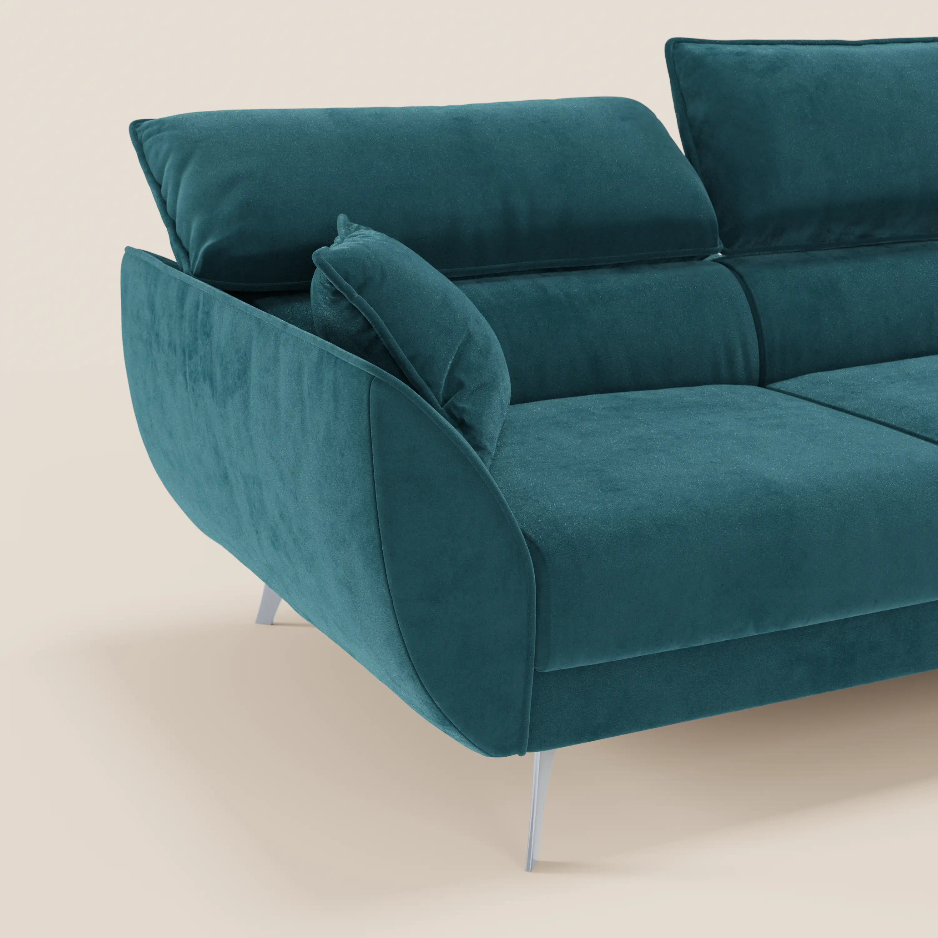 Michelangelo Canapé d'angle avec chaise longue et assises coulissantes - têtières réglables en tissu raffiné détachable effet velouté T30 - Image 85