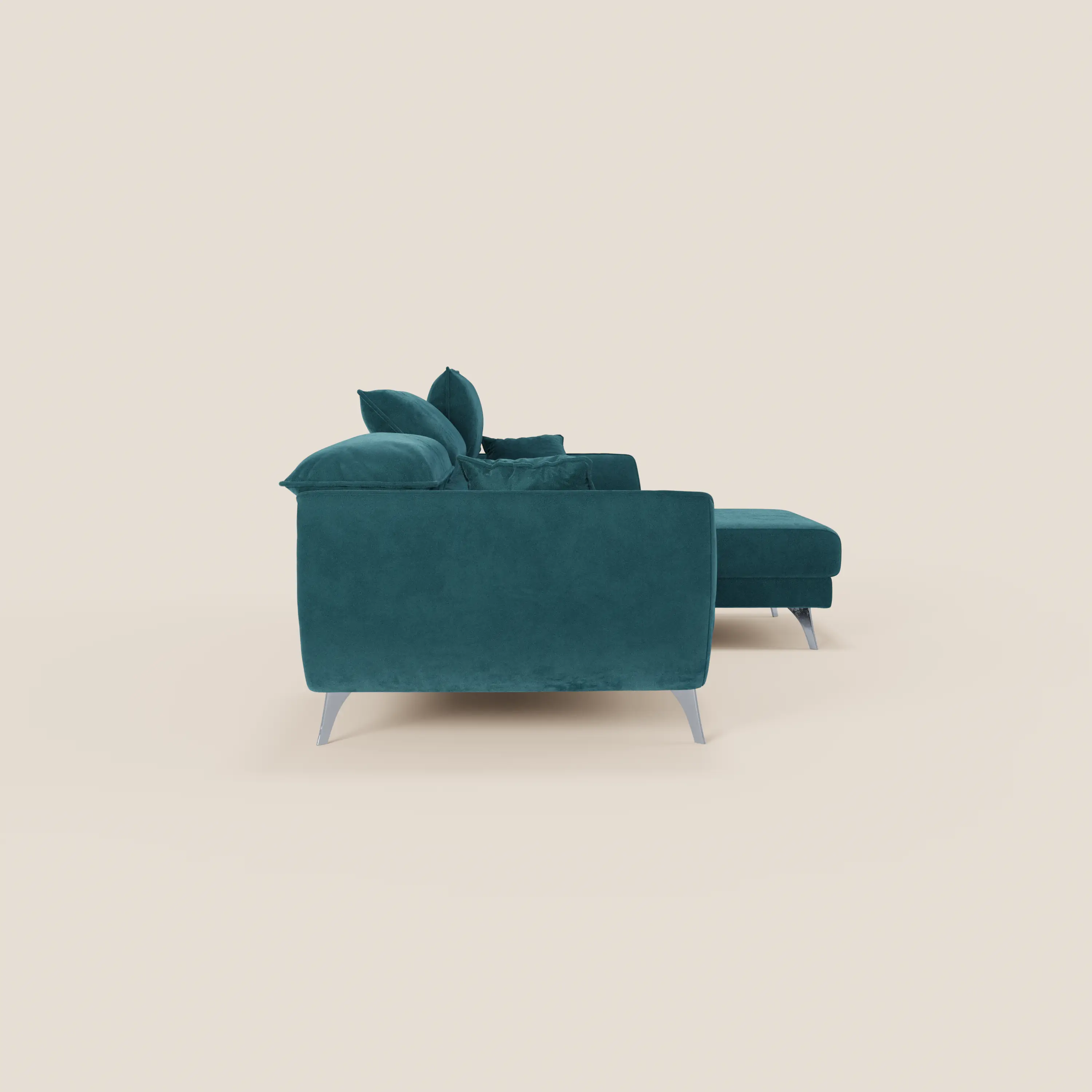 Michelangelo Canapé d'angle avec chaise longue et assises coulissantes - têtières réglables en tissu raffiné détachable effet velouté T30 - Image 87