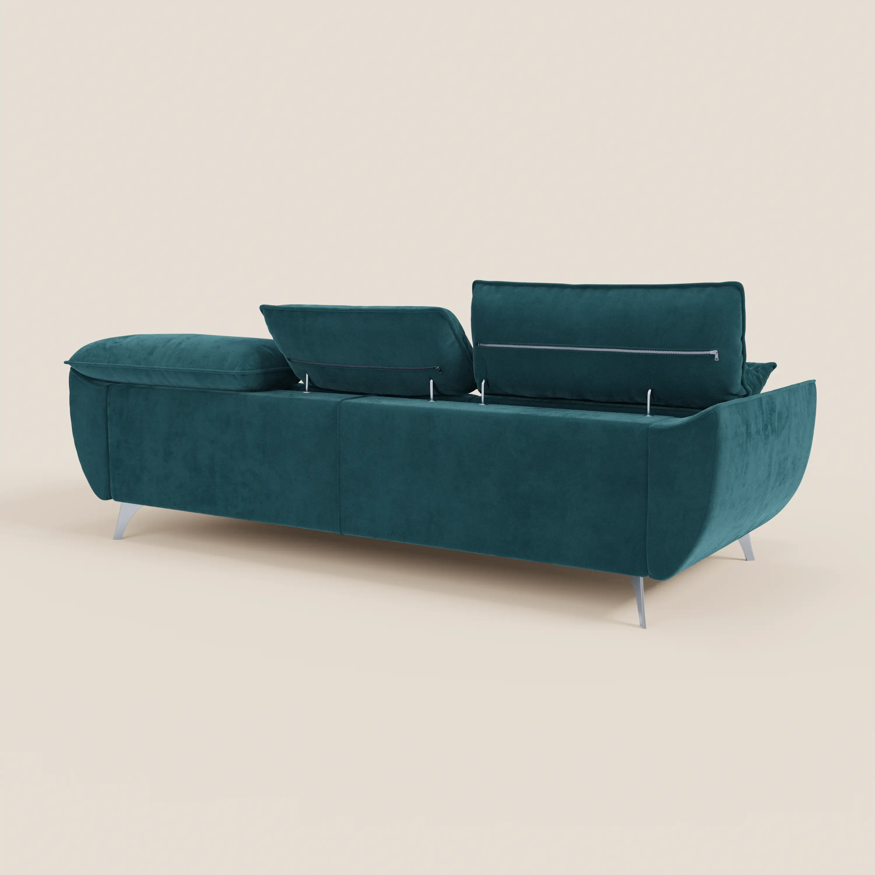 Michelangelo Canapé d'angle avec chaise longue et assises coulissantes - têtières réglables en tissu raffiné détachable effet velouté T30 - Image 89