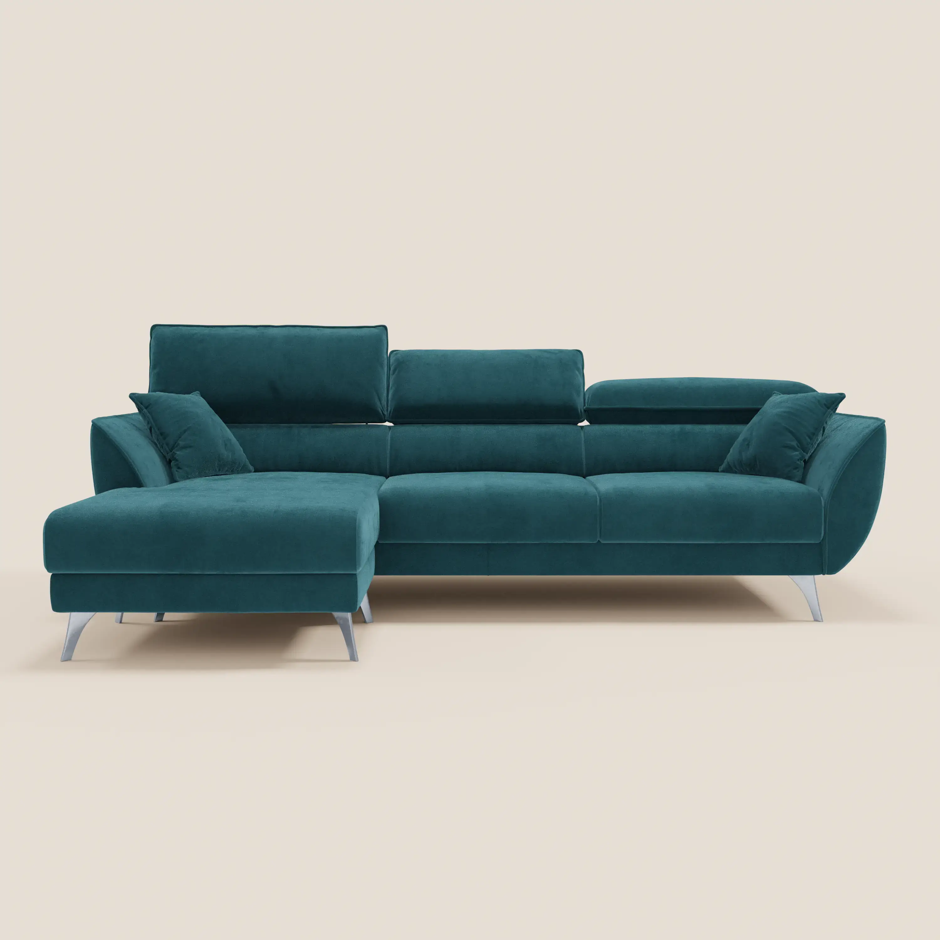 Michelangelo Canapé d'angle avec chaise longue et assises coulissantes - têtières réglables en tissu raffiné détachable effet velouté T30 - Image 92