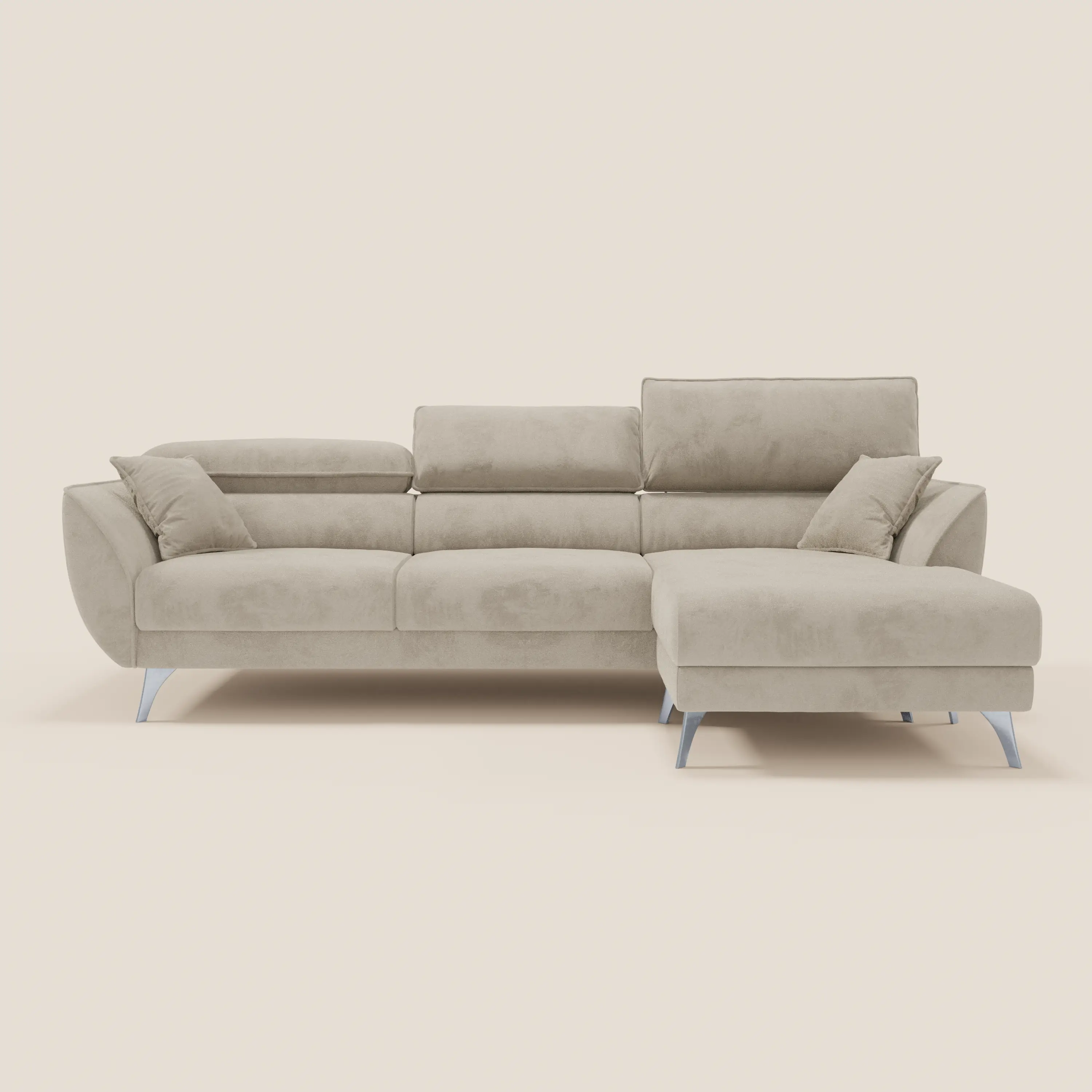 Michelangelo Canapé d'angle avec chaise longue et assises coulissantes - têtières réglables en tissu raffiné détachable effet velouté T30 - Image 95