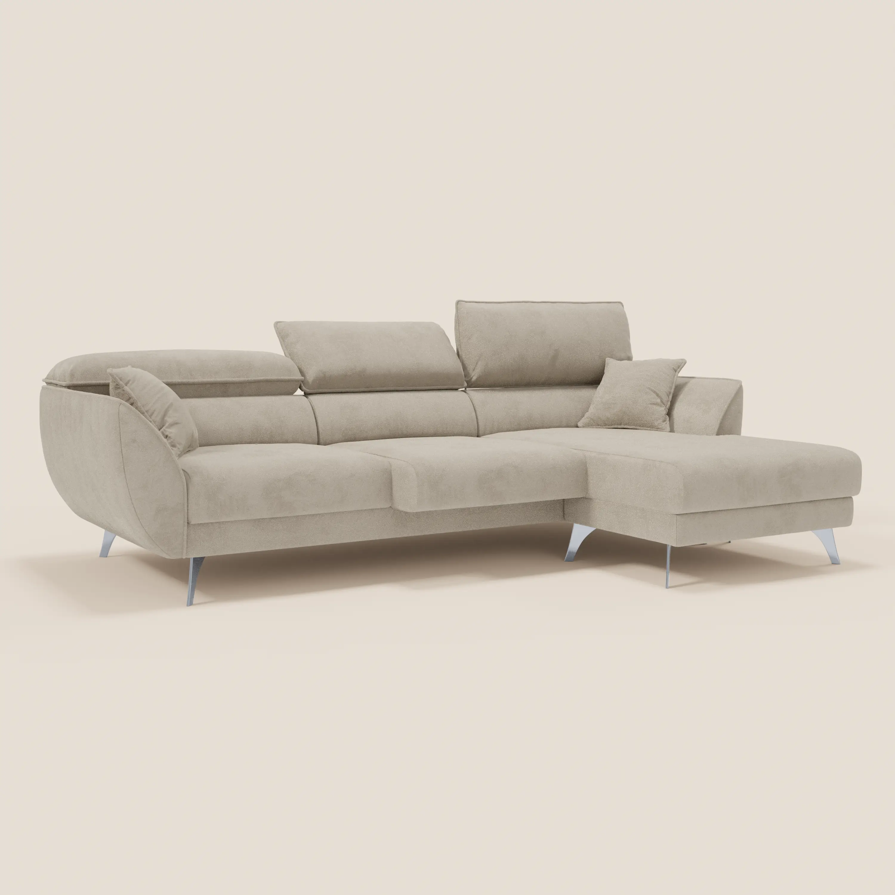 Michelangelo Canapé d'angle avec chaise longue et assises coulissantes - têtières réglables en tissu raffiné détachable effet velouté T30 - Image 96