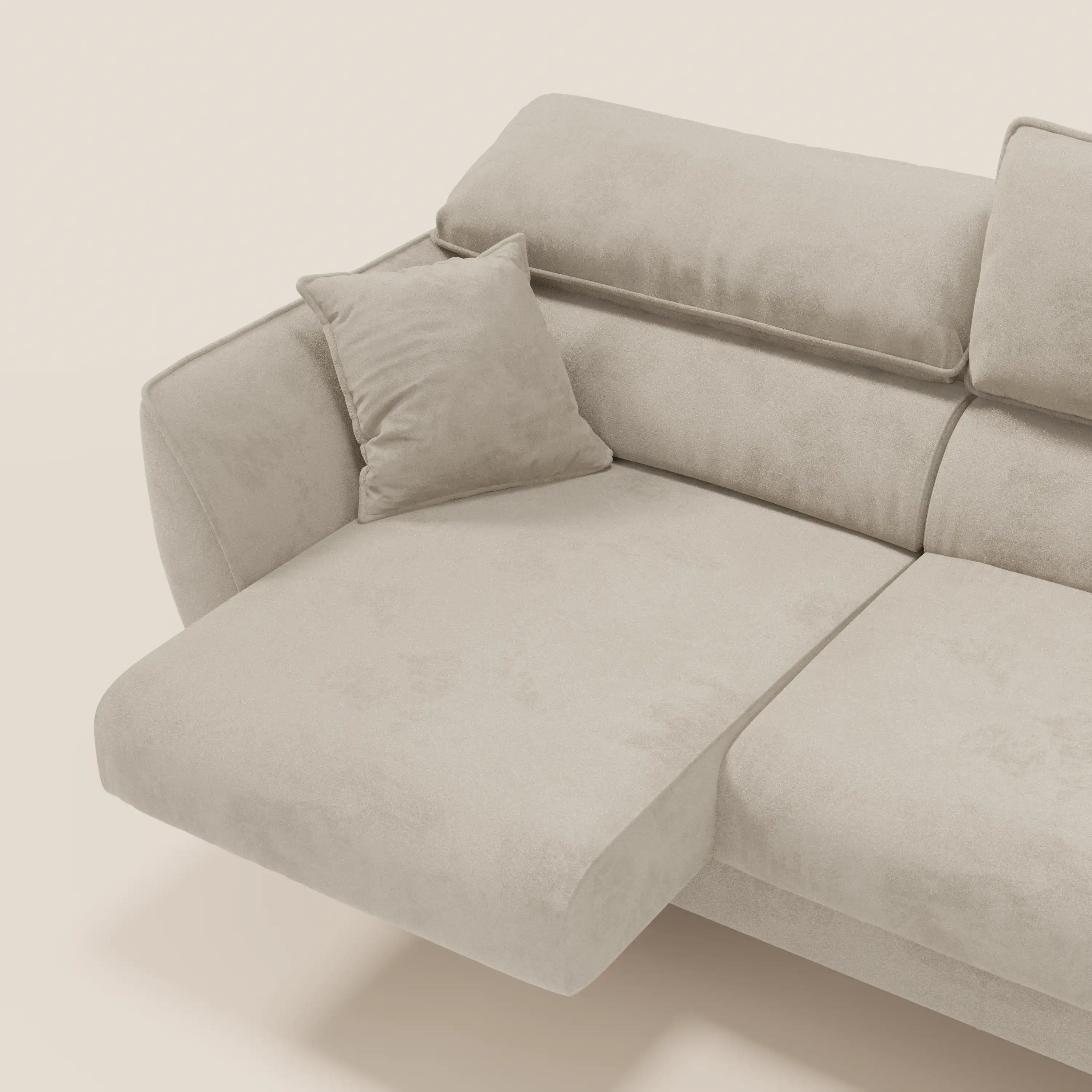 Michelangelo Canapé d'angle avec chaise longue et assises coulissantes - têtières réglables en tissu raffiné détachable effet velouté T30 - Image 97