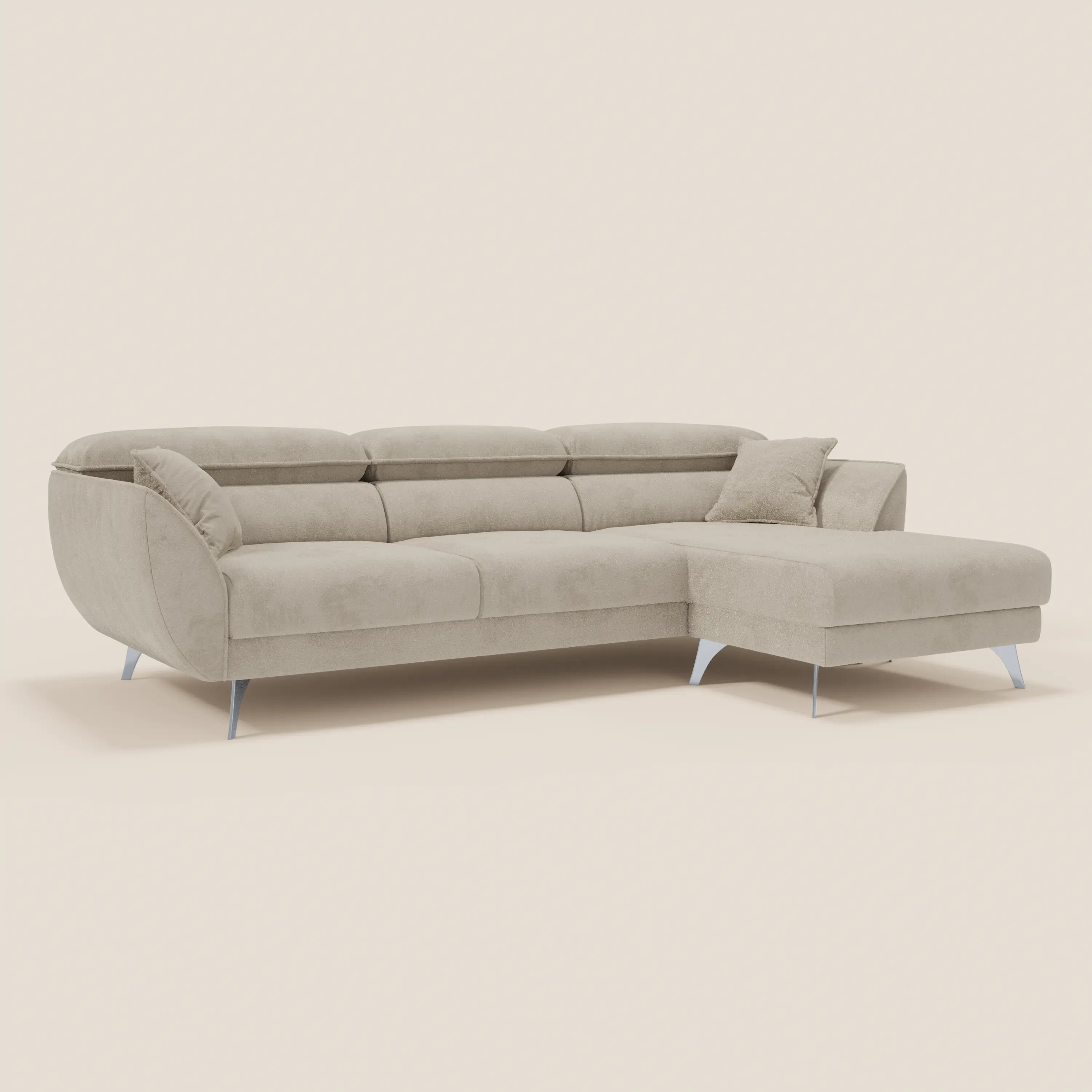 Michelangelo Canapé d'angle avec chaise longue et assises coulissantes - têtières réglables en tissu raffiné détachable effet velouté T30 - Image 99