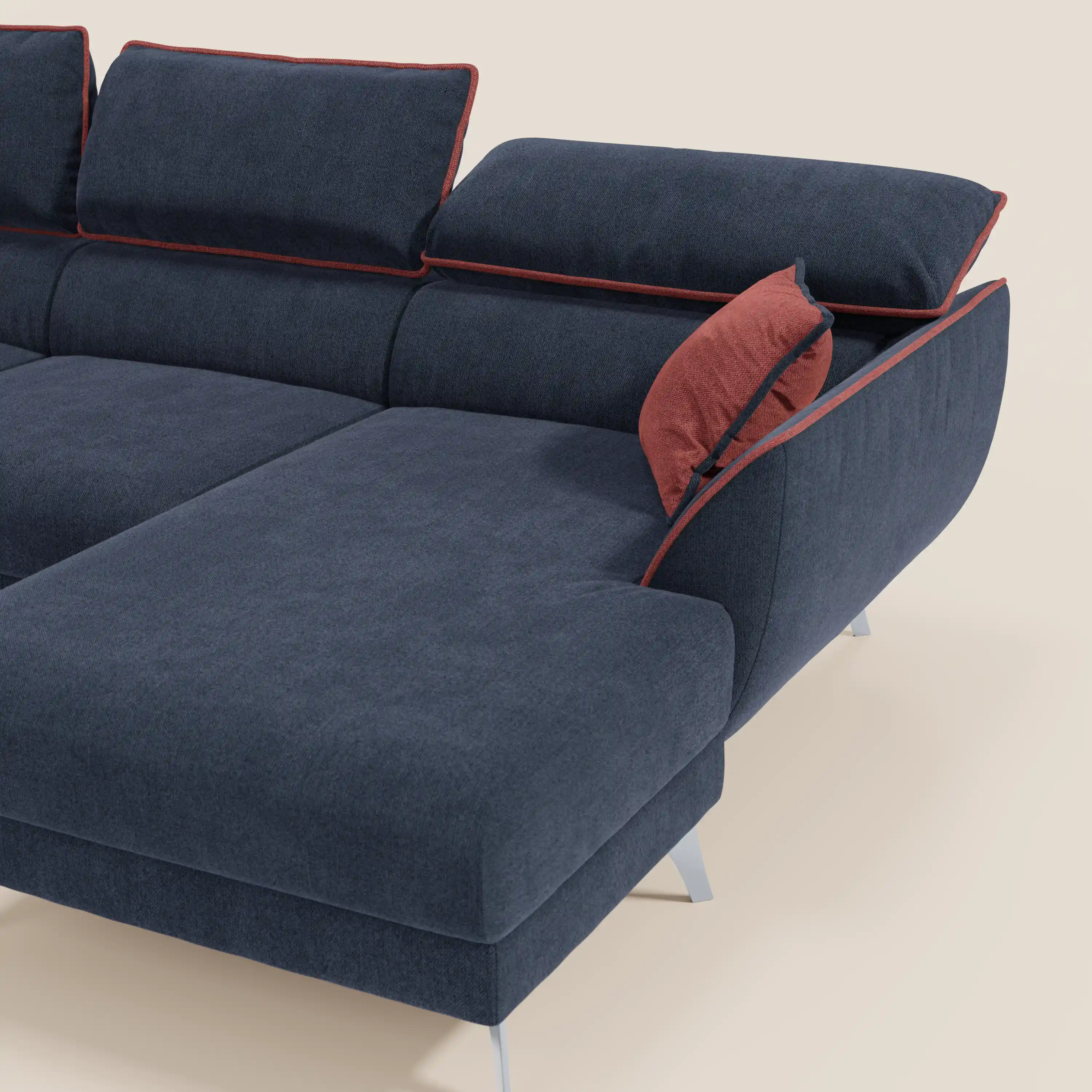 Michelangelo Canapé d'angle bicolore avec chaise longue et assises coulissantes - têtières réglables en tissu détachabale T23 - Image 23