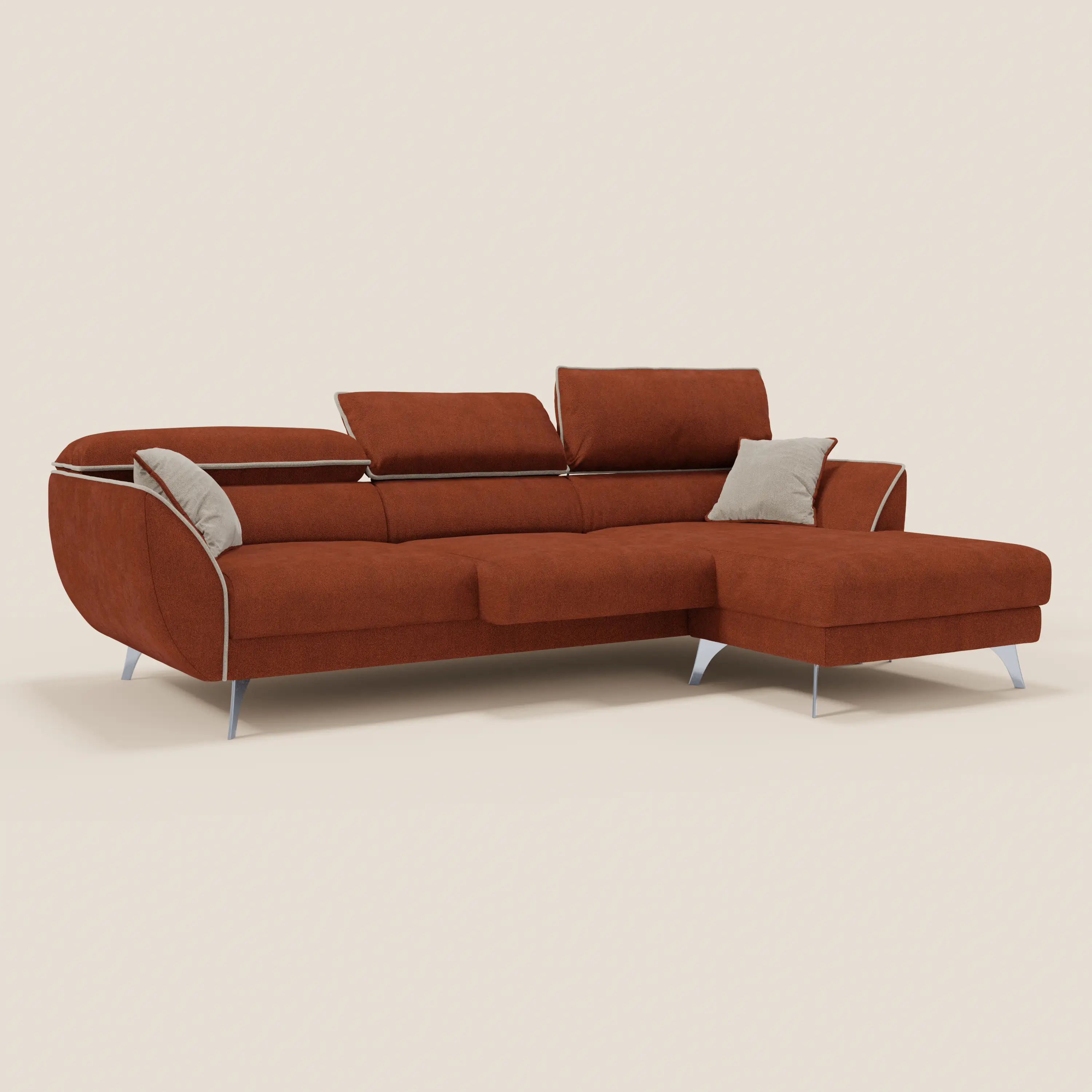 Michelangelo Canapé d'angle bicolore avec chaise longue et assises coulissantes - têtières réglables en tissu détachabale T23 - Image 4