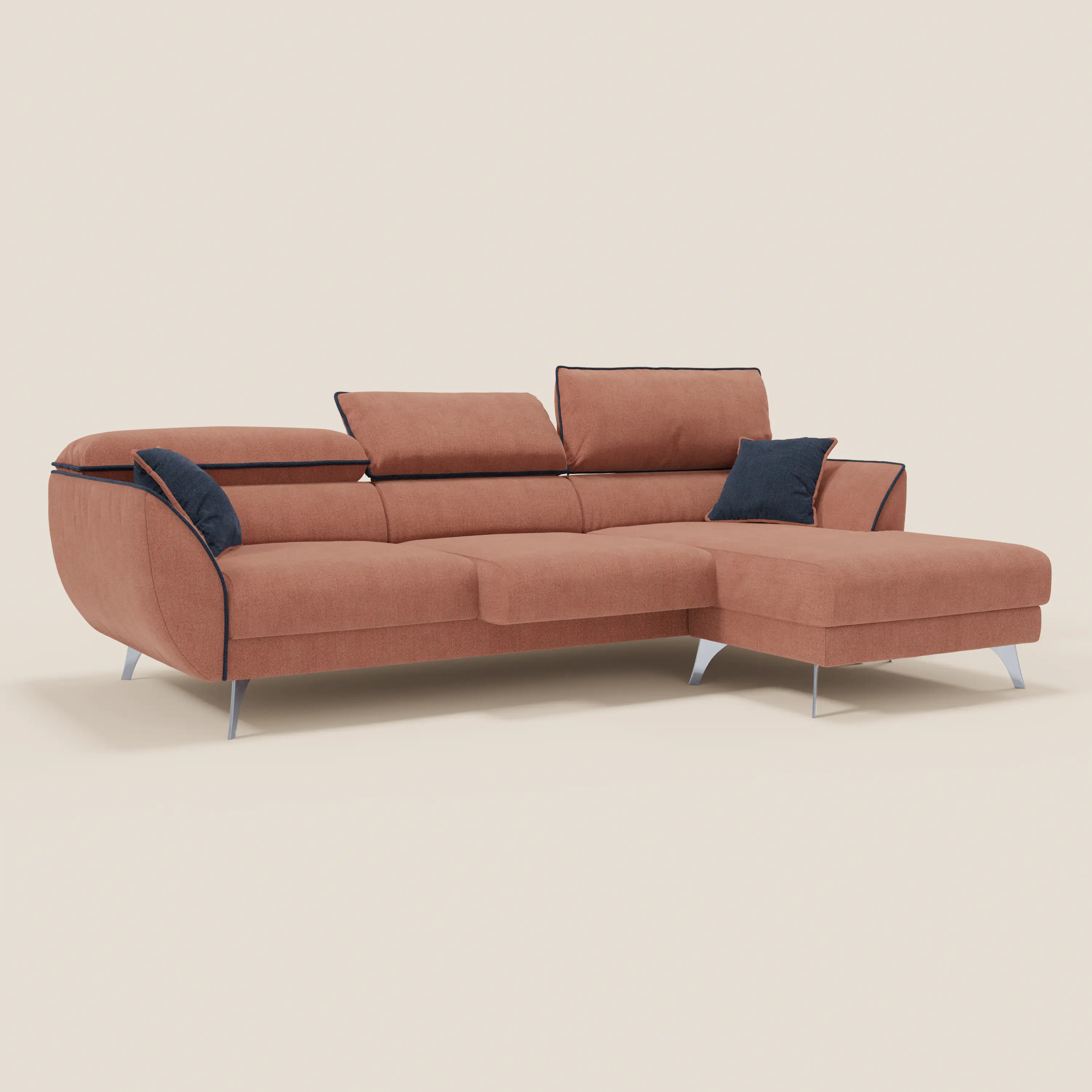 Michelangelo Canapé d'angle bicolore avec chaise longue et assises coulissantes - têtières réglables en tissu détachabale T23 - Image 46