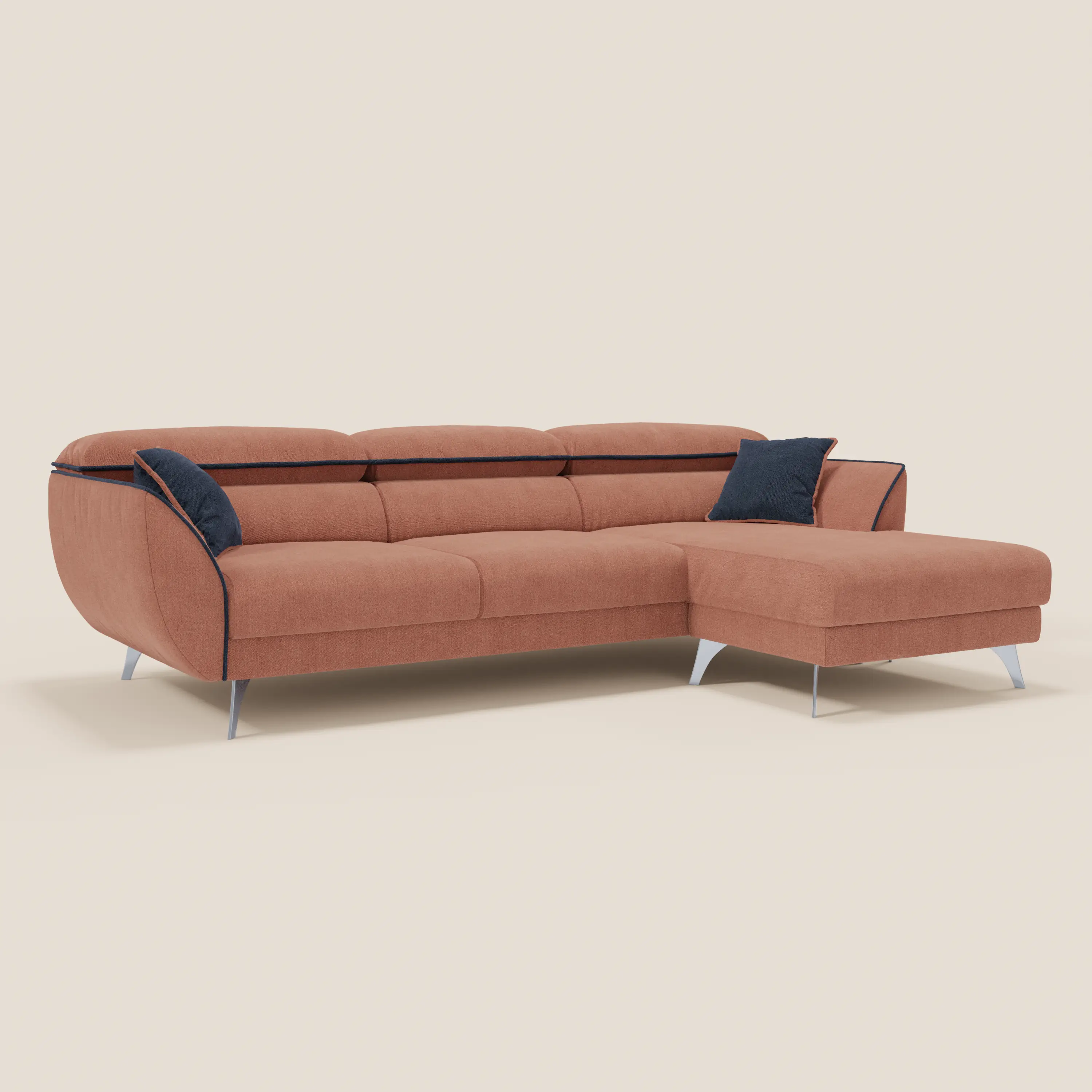Michelangelo Canapé d'angle bicolore avec chaise longue et assises coulissantes - têtières réglables en tissu détachabale T23 - Image 49