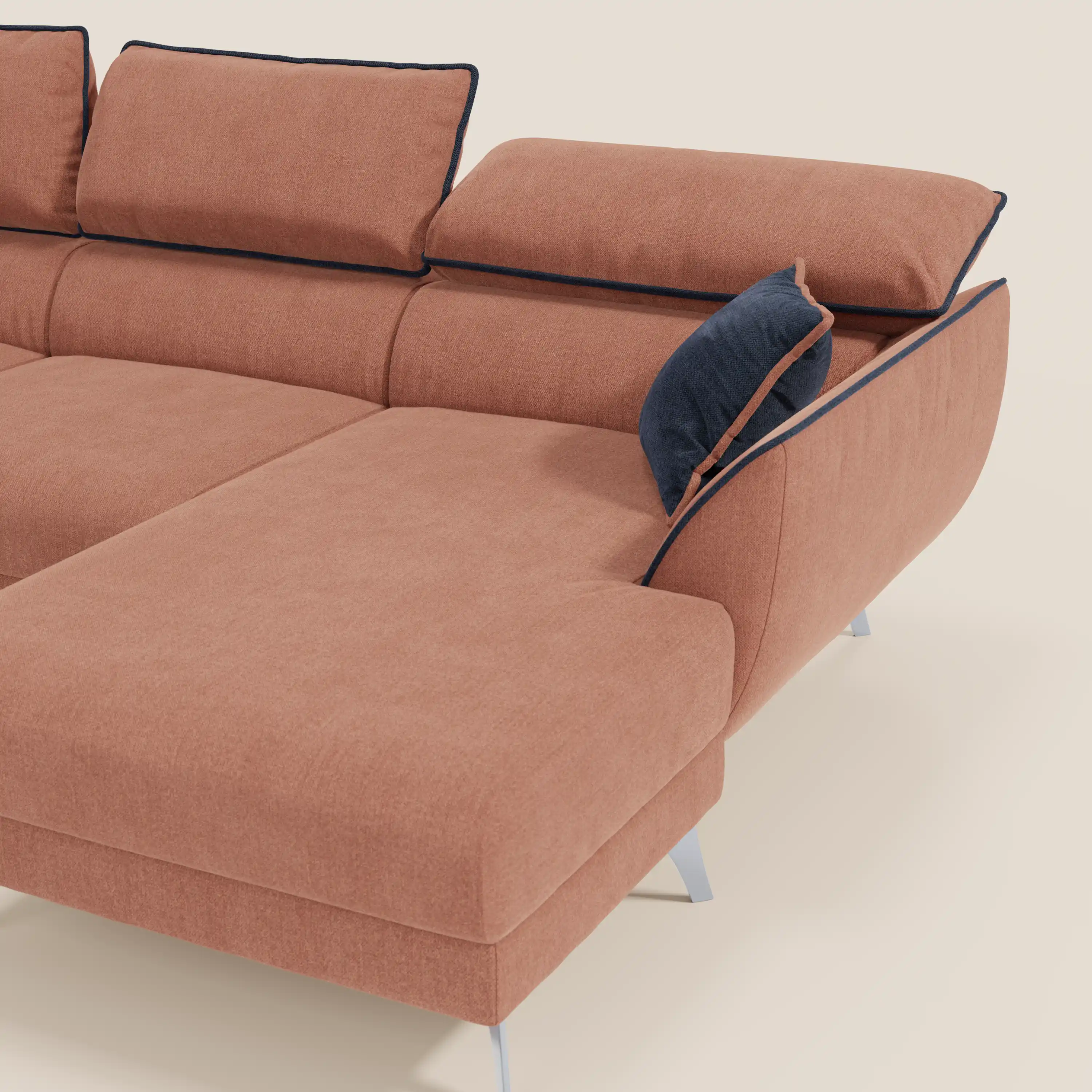 Michelangelo Canapé d'angle bicolore avec chaise longue et assises coulissantes - têtières réglables en tissu détachabale T23 - Image 51