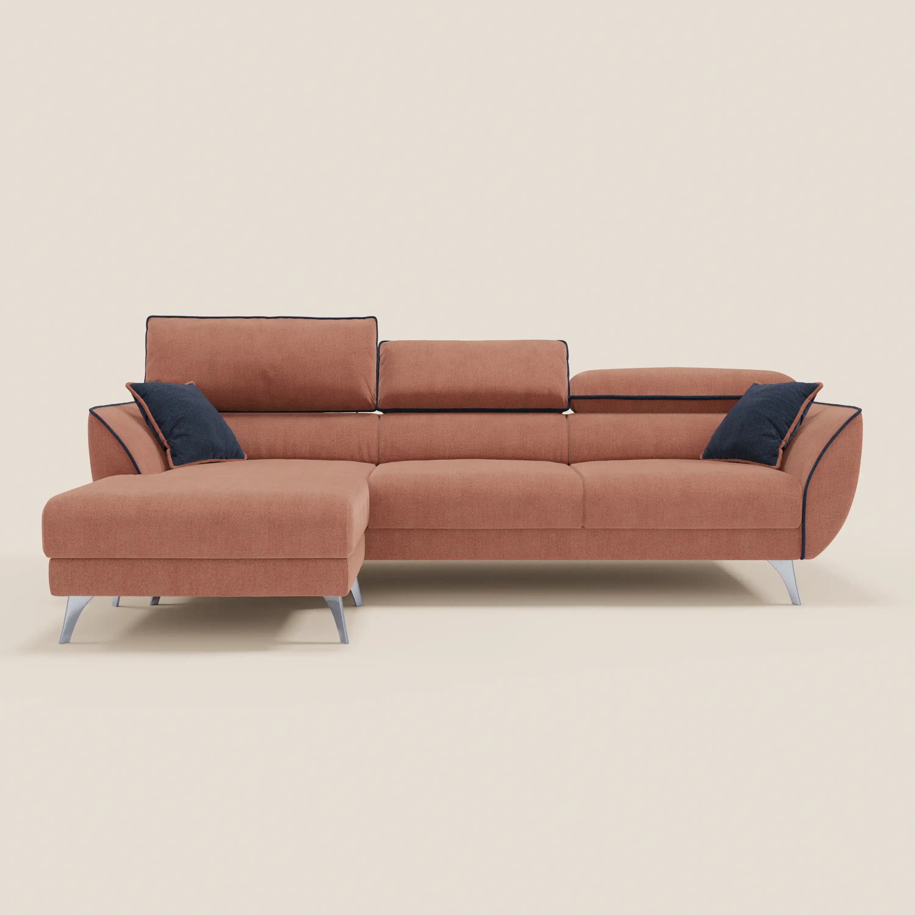 Michelangelo Canapé d'angle bicolore avec chaise longue et assises coulissantes - têtières réglables en tissu détachabale T23 - Image 55