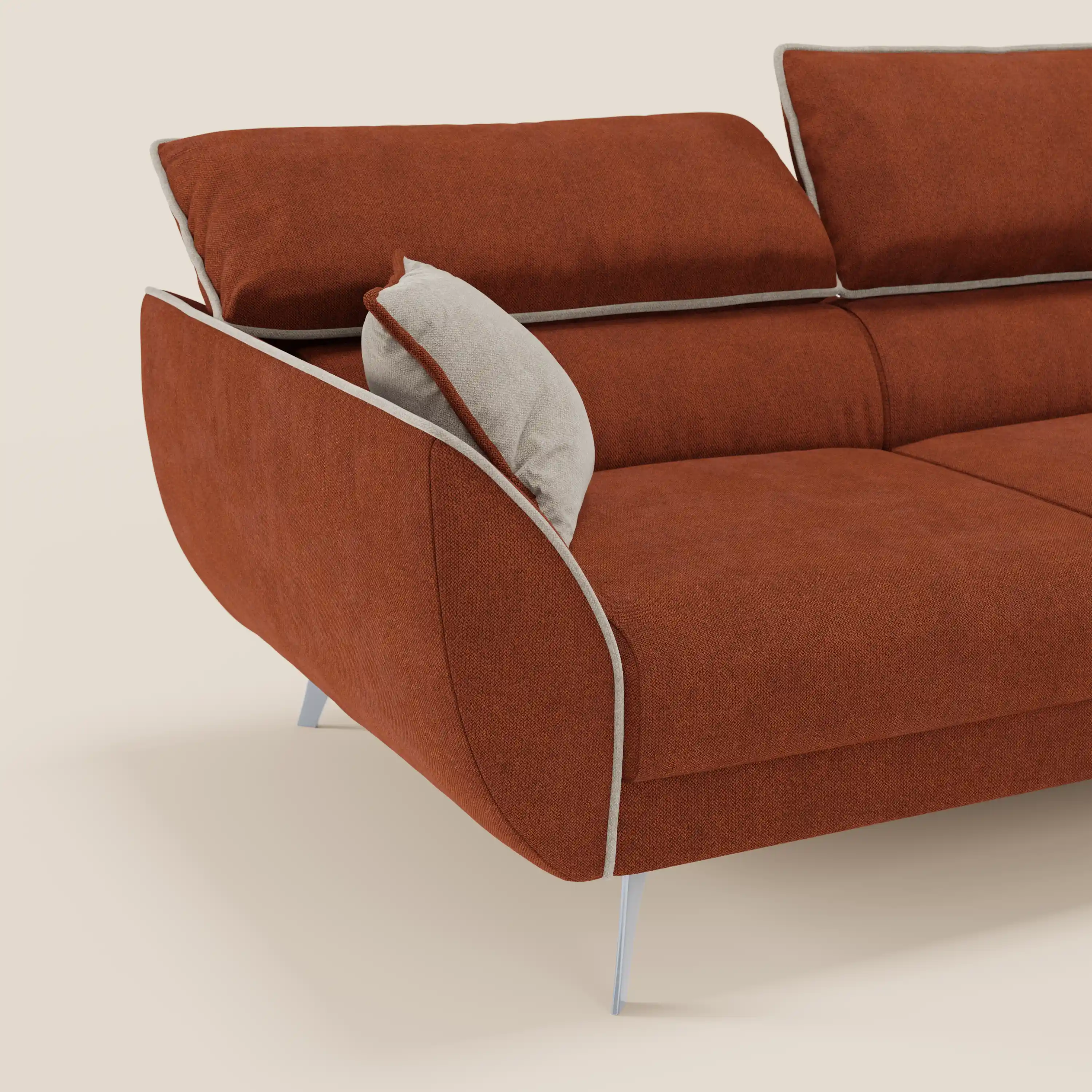 Michelangelo Canapé d'angle bicolore avec chaise longue et assises coulissantes - têtières réglables en tissu détachabale T23 - Image 6