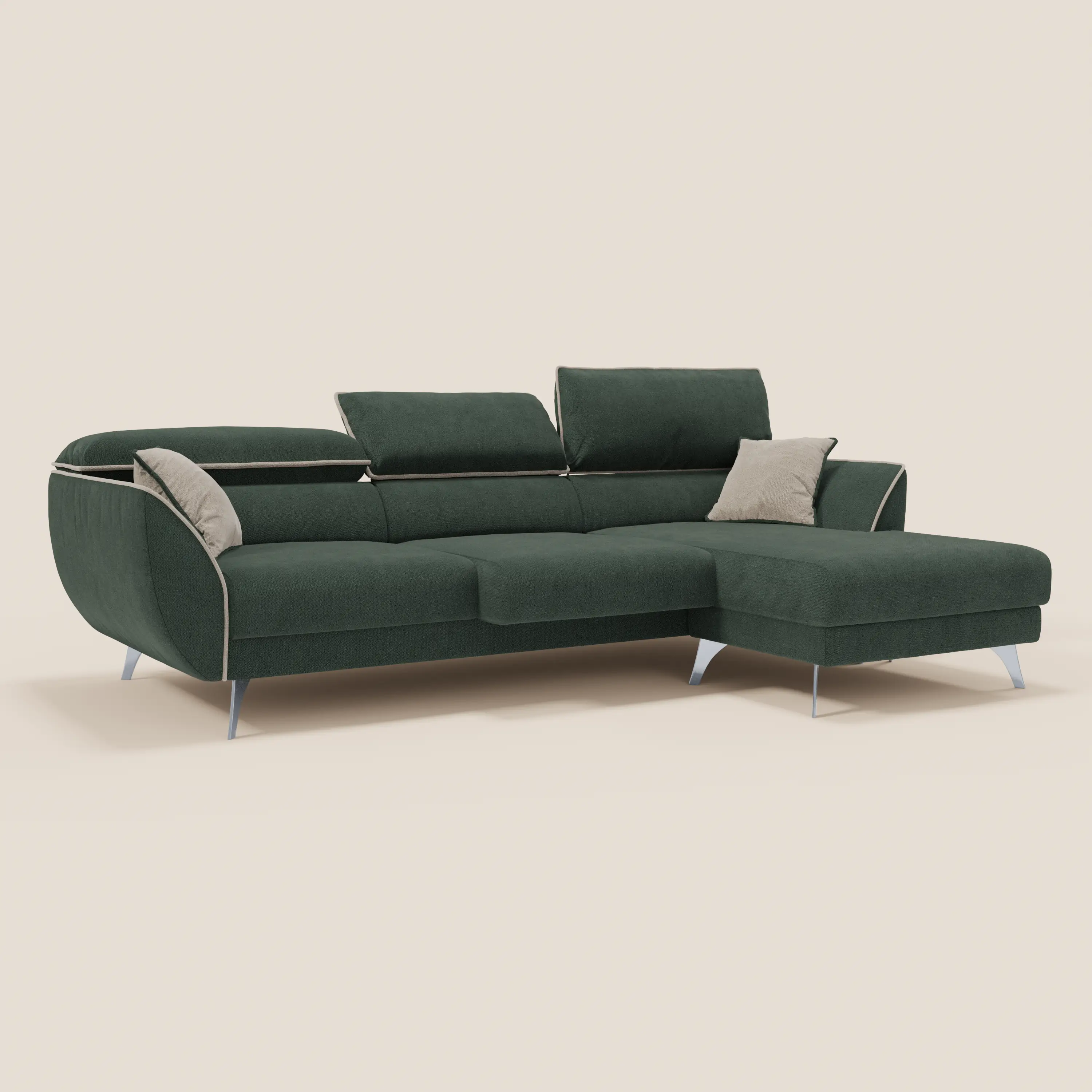 Michelangelo Canapé d'angle bicolore avec chaise longue et assises coulissantes - têtières réglables en tissu détachabale T23 - Image 60