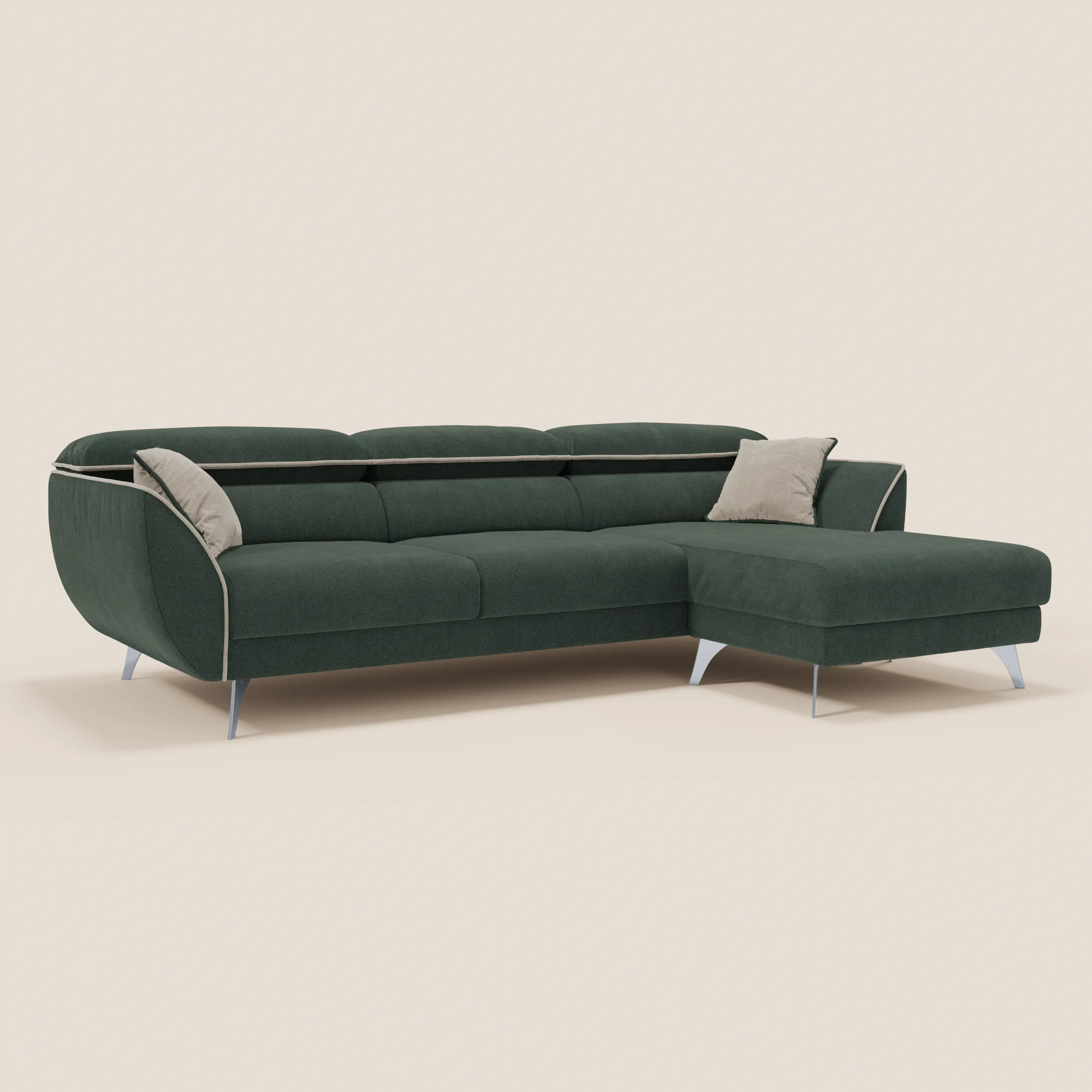 Michelangelo Canapé d'angle bicolore avec chaise longue et assises coulissantes - têtières réglables en tissu détachabale T23 - Image 63