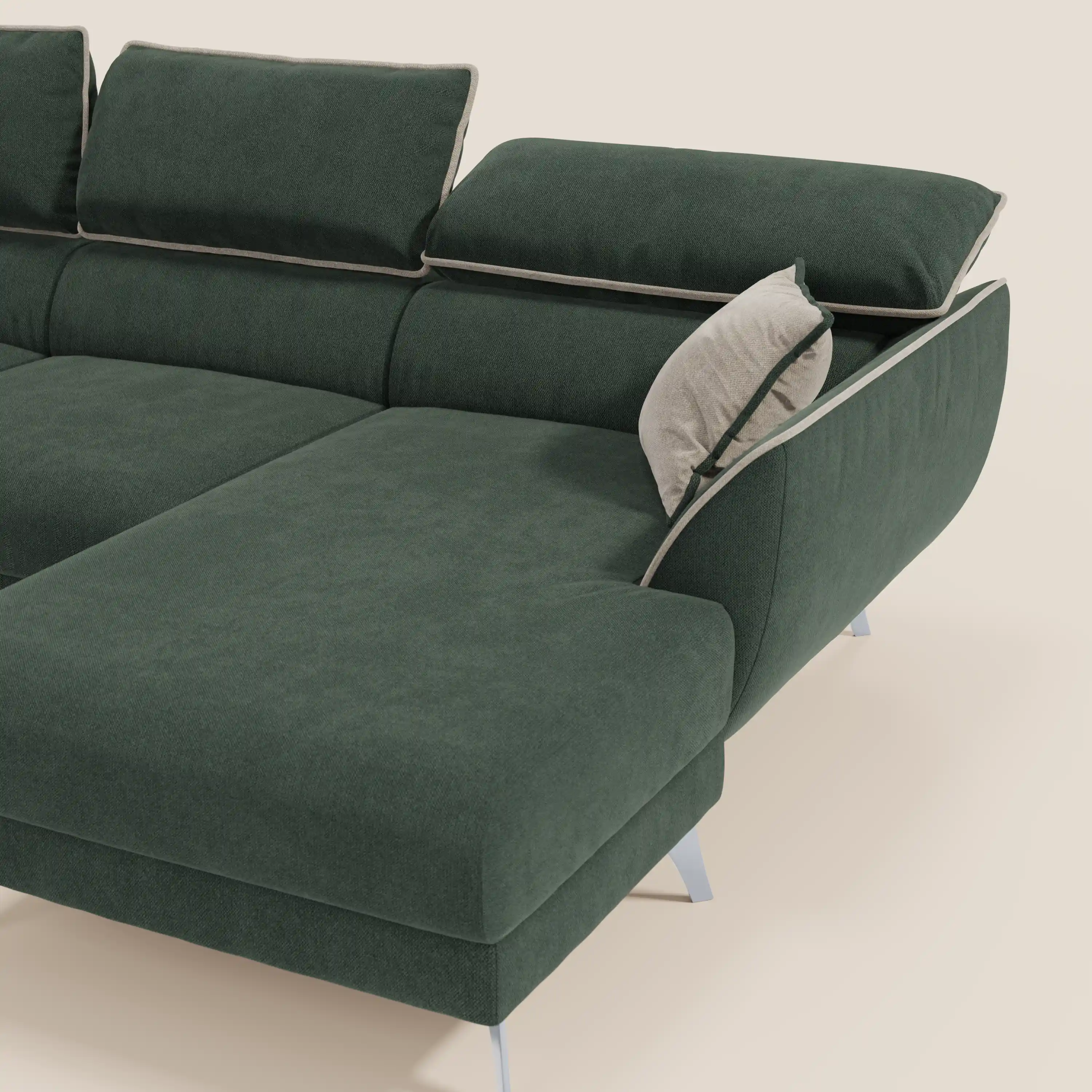 Michelangelo Canapé d'angle bicolore avec chaise longue et assises coulissantes - têtières réglables en tissu détachabale T23 - Image 65