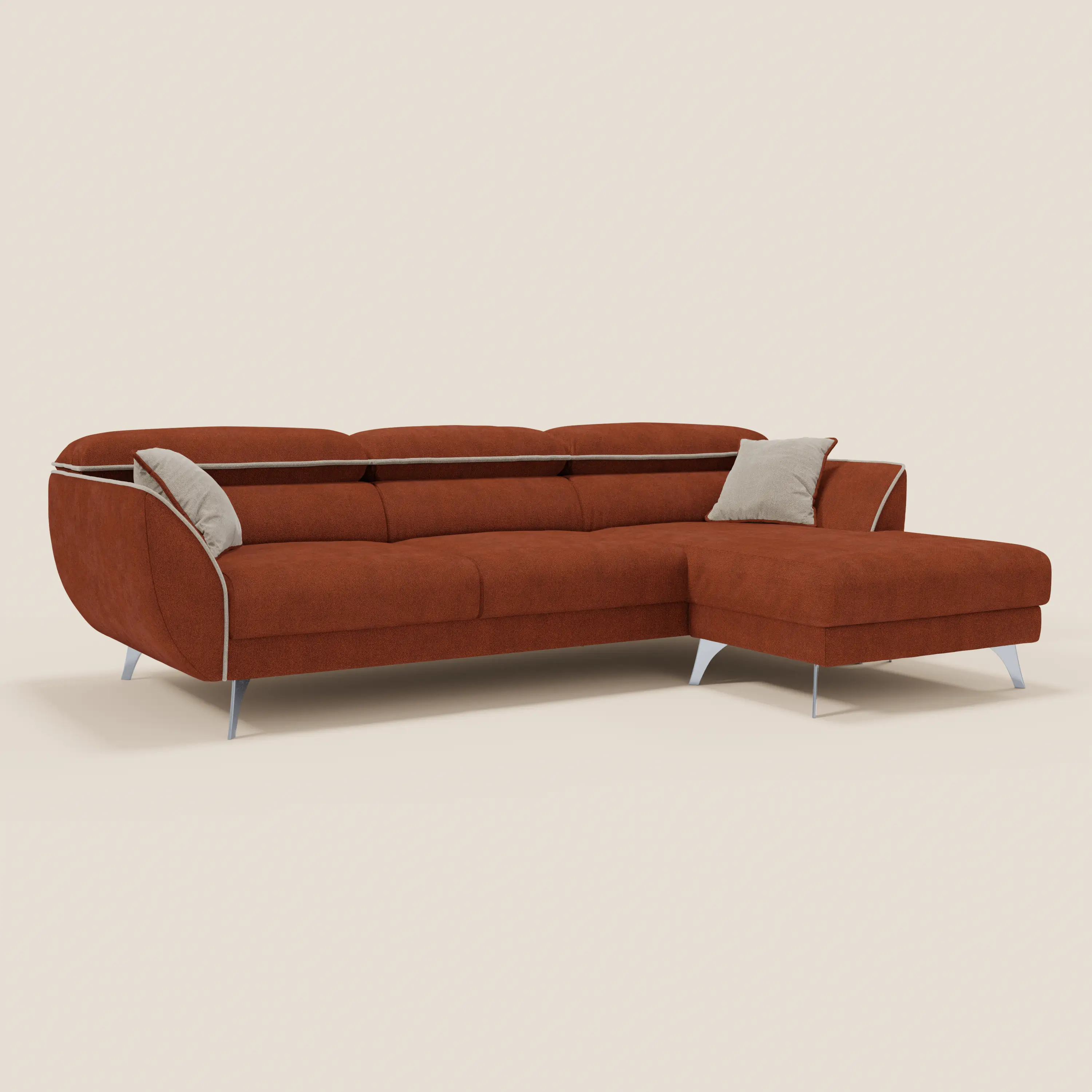 Michelangelo Canapé d'angle bicolore avec chaise longue et assises coulissantes - têtières réglables en tissu détachabale T23 - Image 7