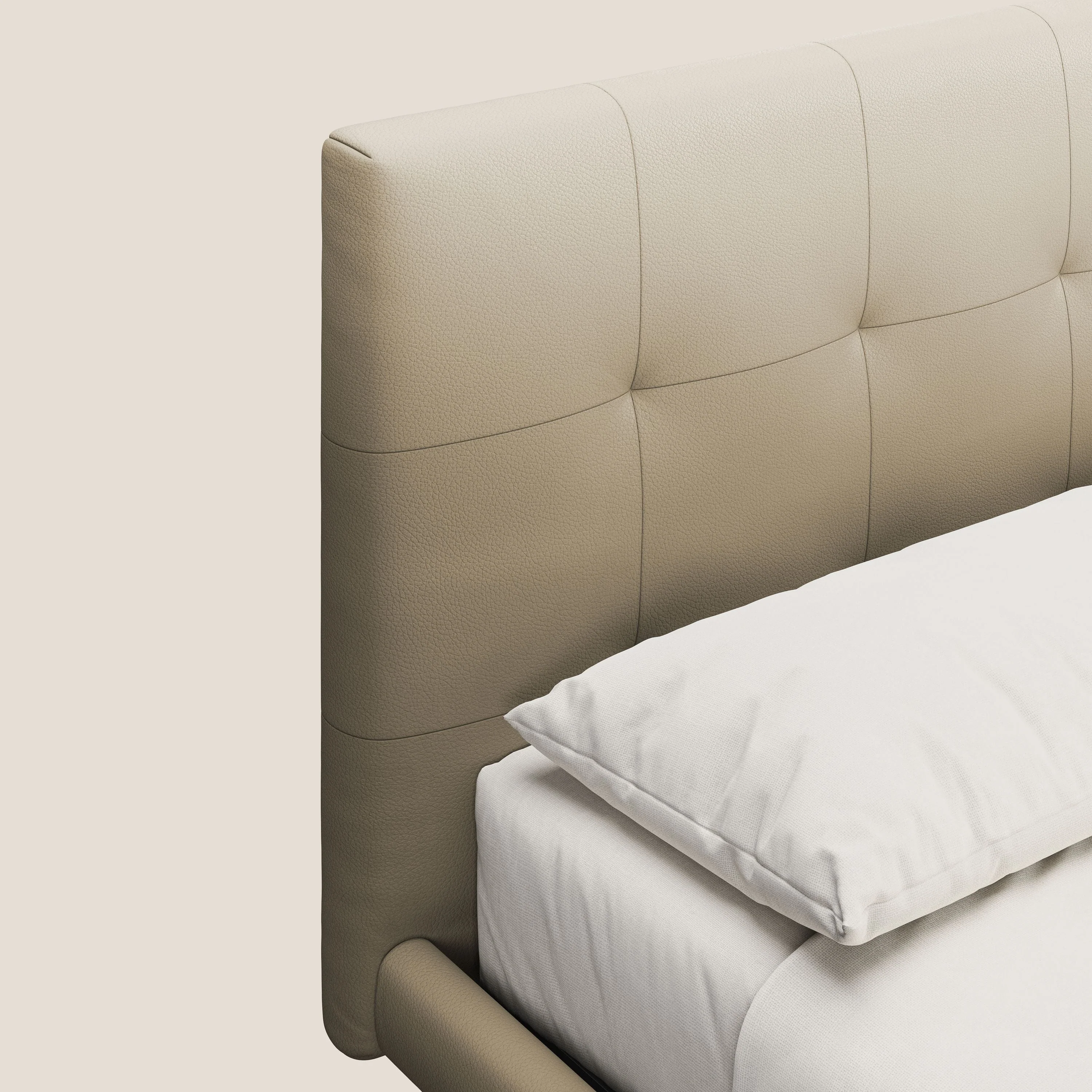 Midori lit rembourré capitonné avec pieds hauts en similicuir T04 beige - Image 5