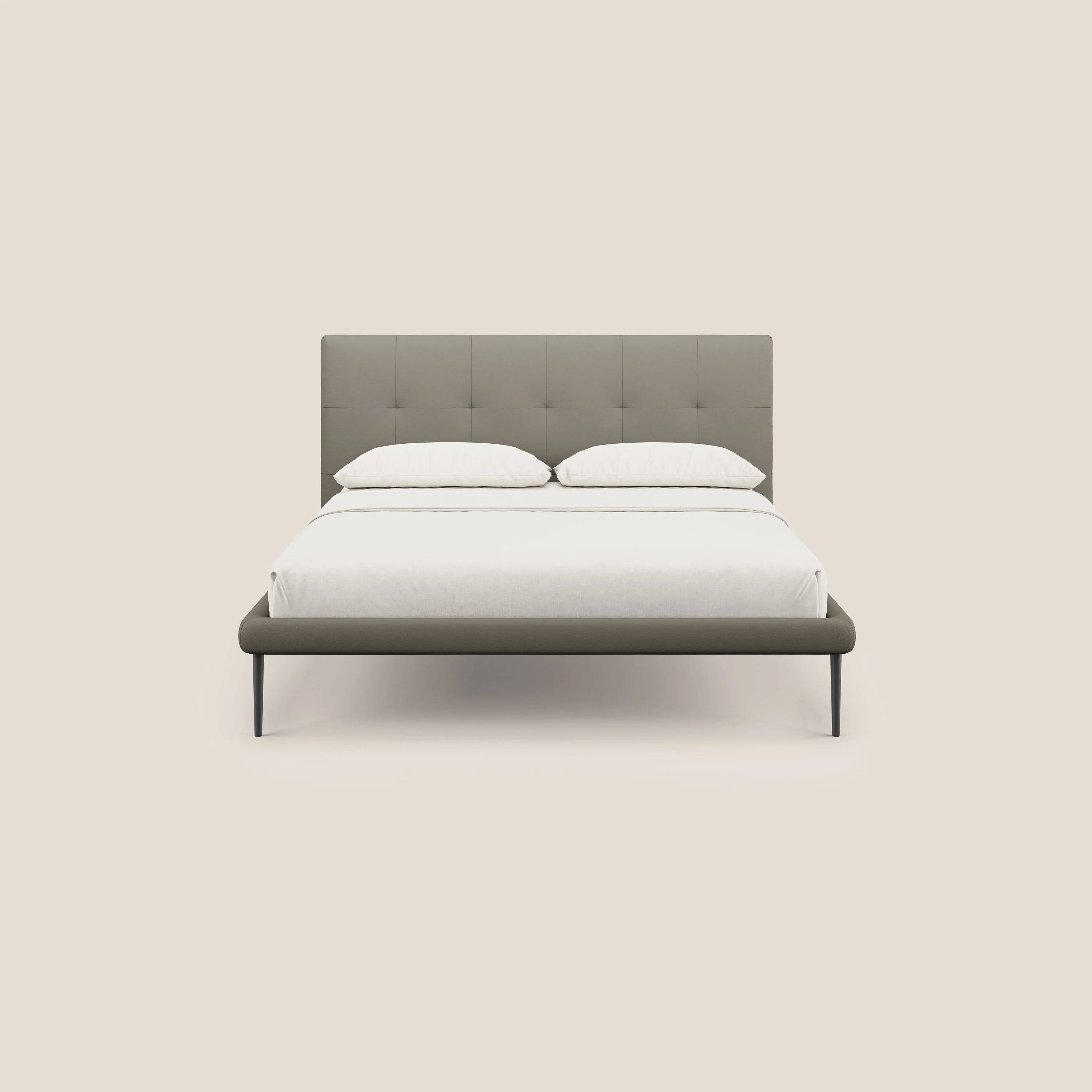 Midori lit rembourré capitonné avec pieds hauts en similicuir T04 taupe - Image 2