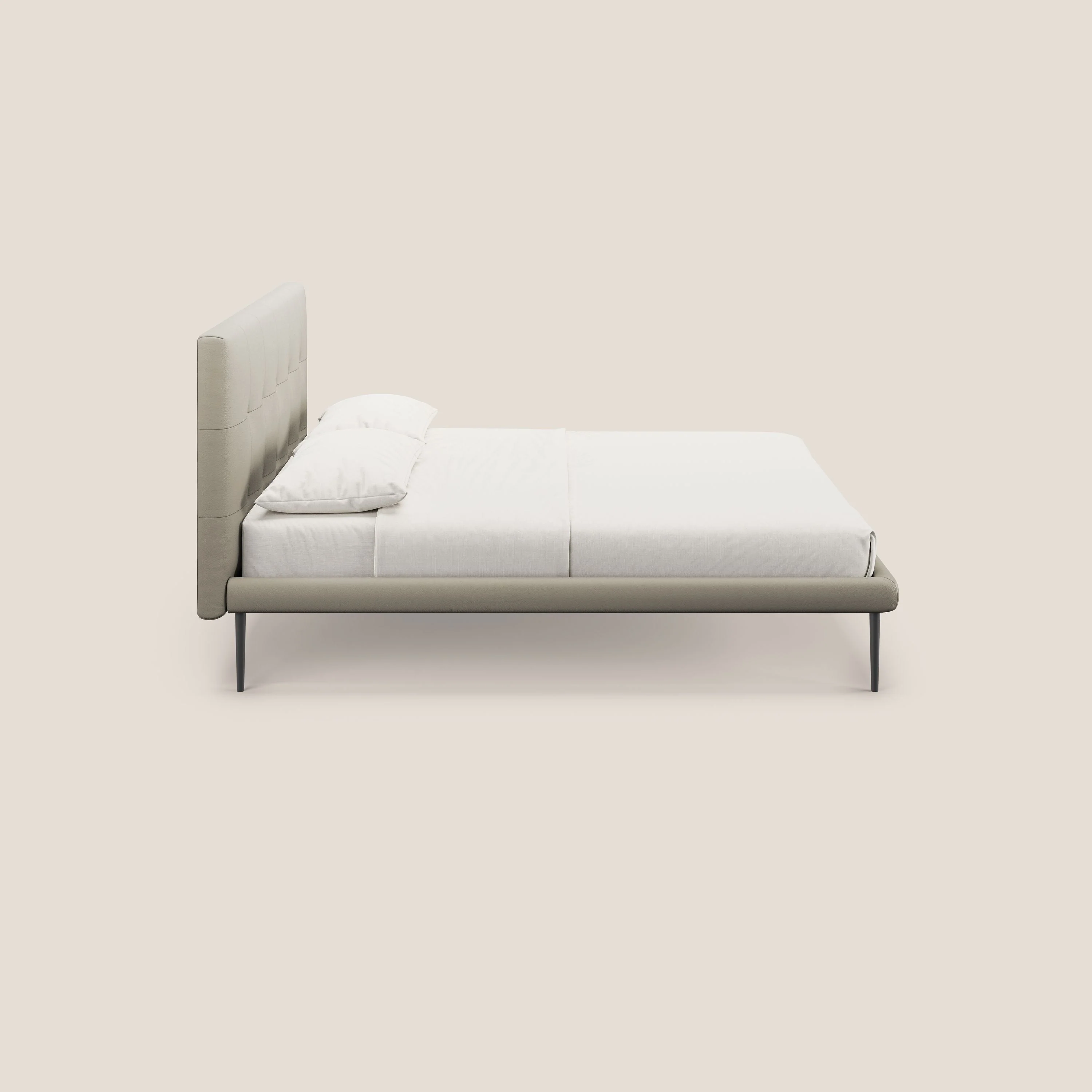 Midori lit rembourré capitonné avec pieds hauts en similicuir T04 Taupe tortora - Image 3