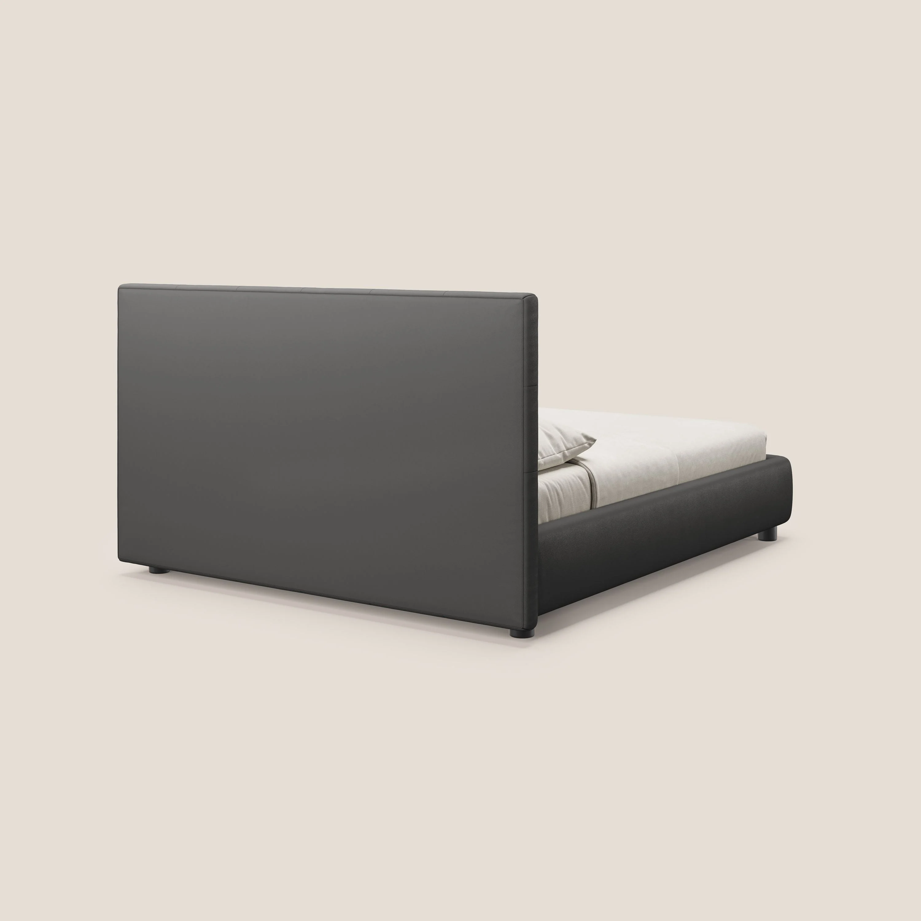 Minato lit coffre avec tête de lit capitonnée en similicuir imperméable T04 anthracite - Image 5
