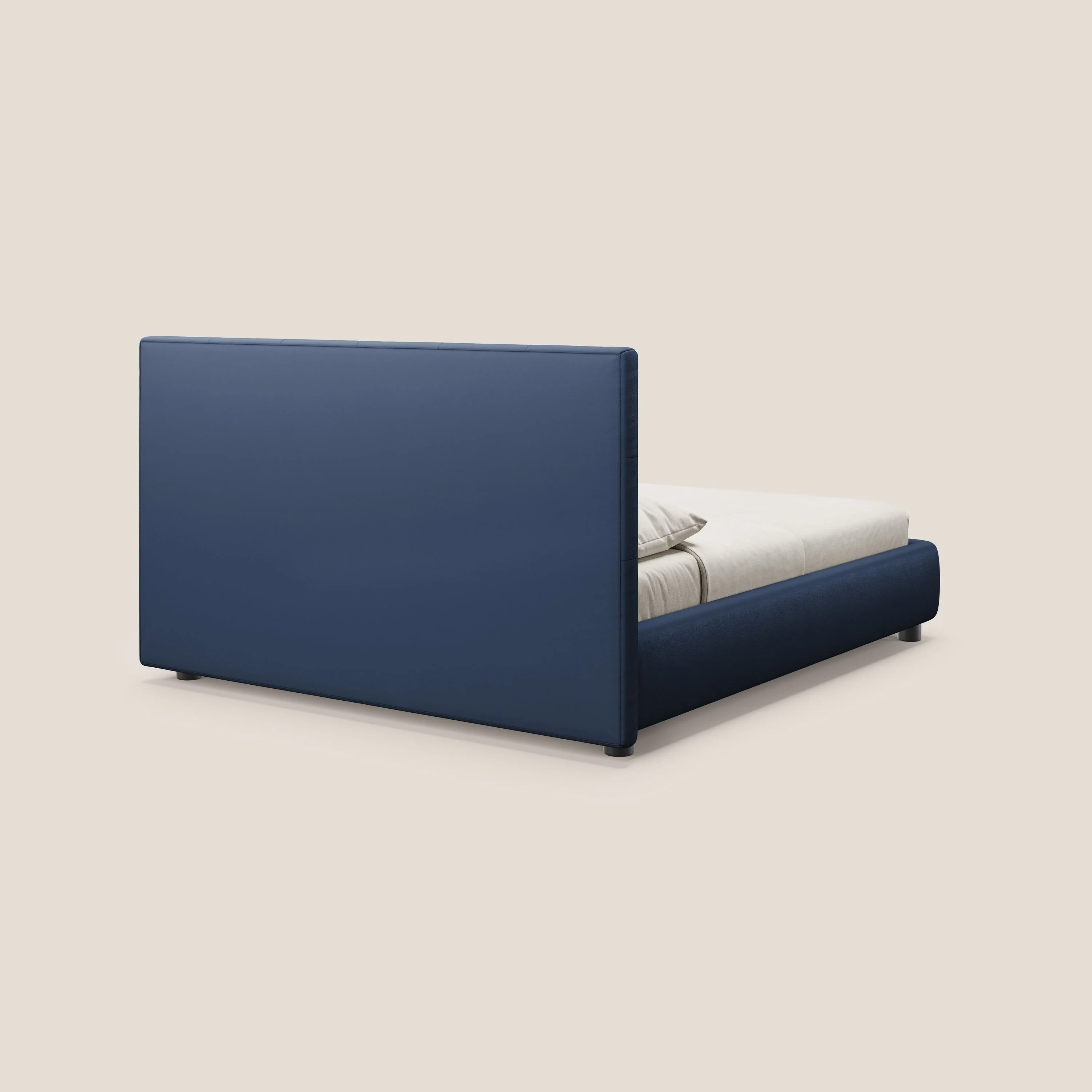 Minato lit coffre avec tête de lit capitonnée en similicuir imperméable T04 bleu - Image 5