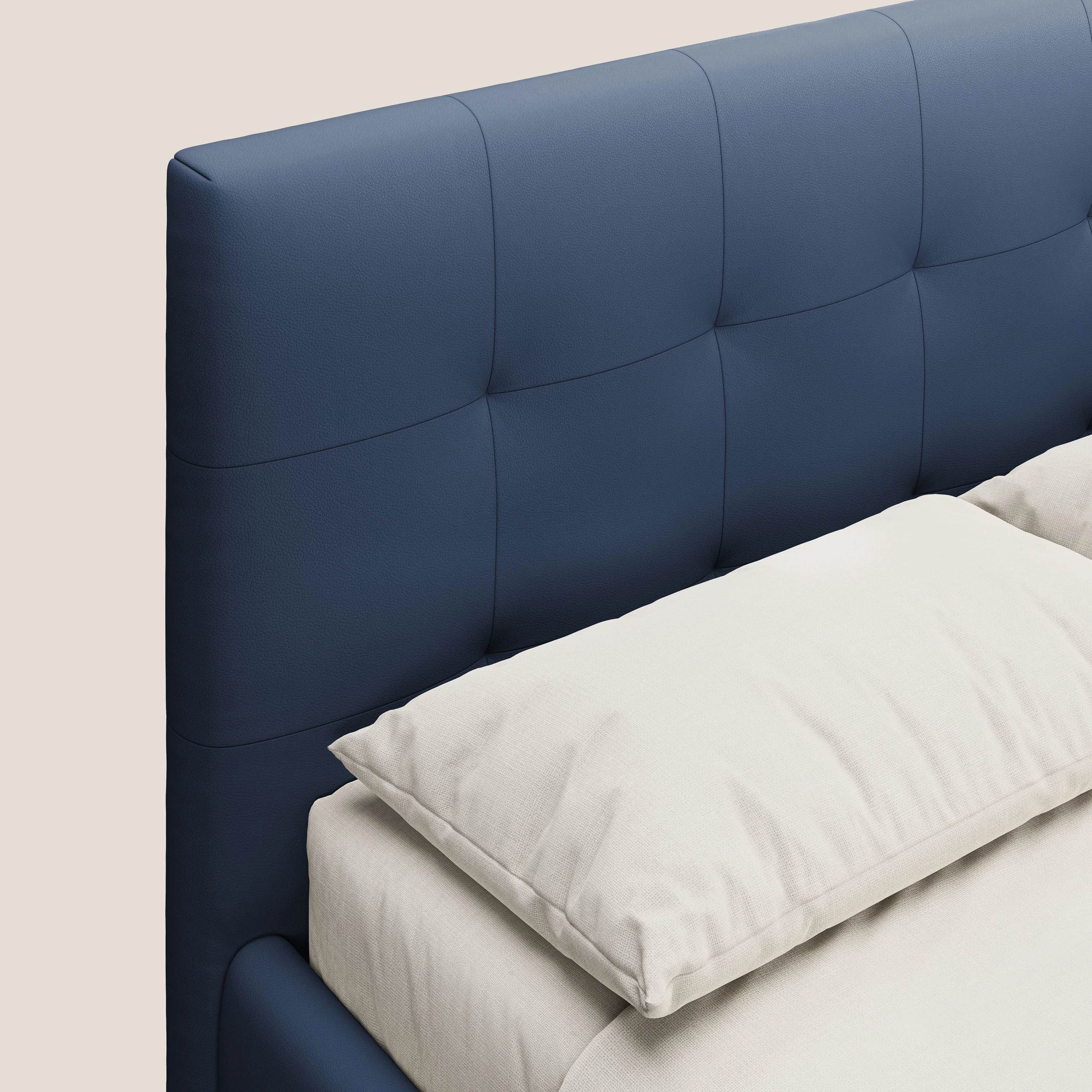 Minato lit coffre avec tête de lit capitonnée en similicuir imperméable T04 bleu - Image 6