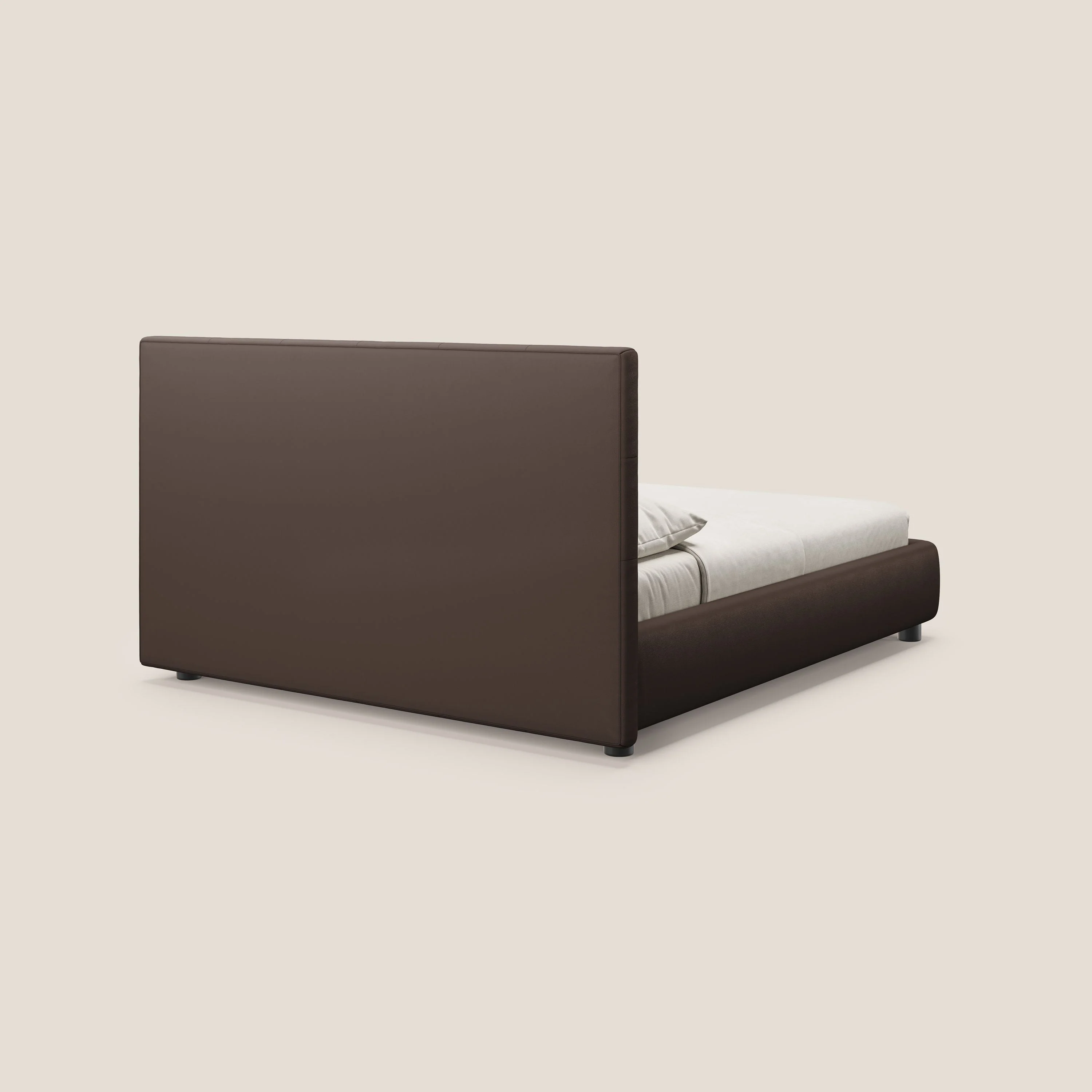 Minato lit coffre avec tête de lit capitonnée en similicuir imperméable T04 marron - Image 5