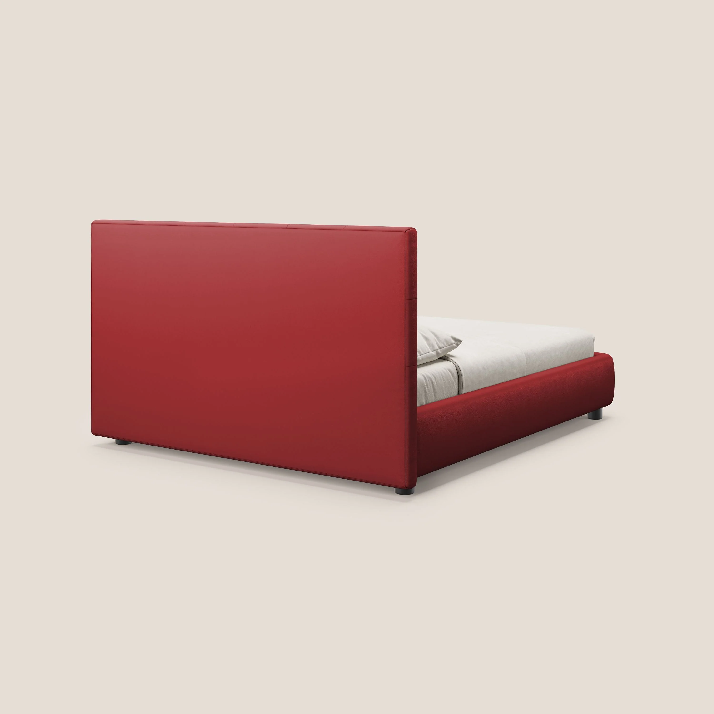 Minato lit coffre avec tête de lit capitonnée en similicuir imperméable T04 rouge - Image 5