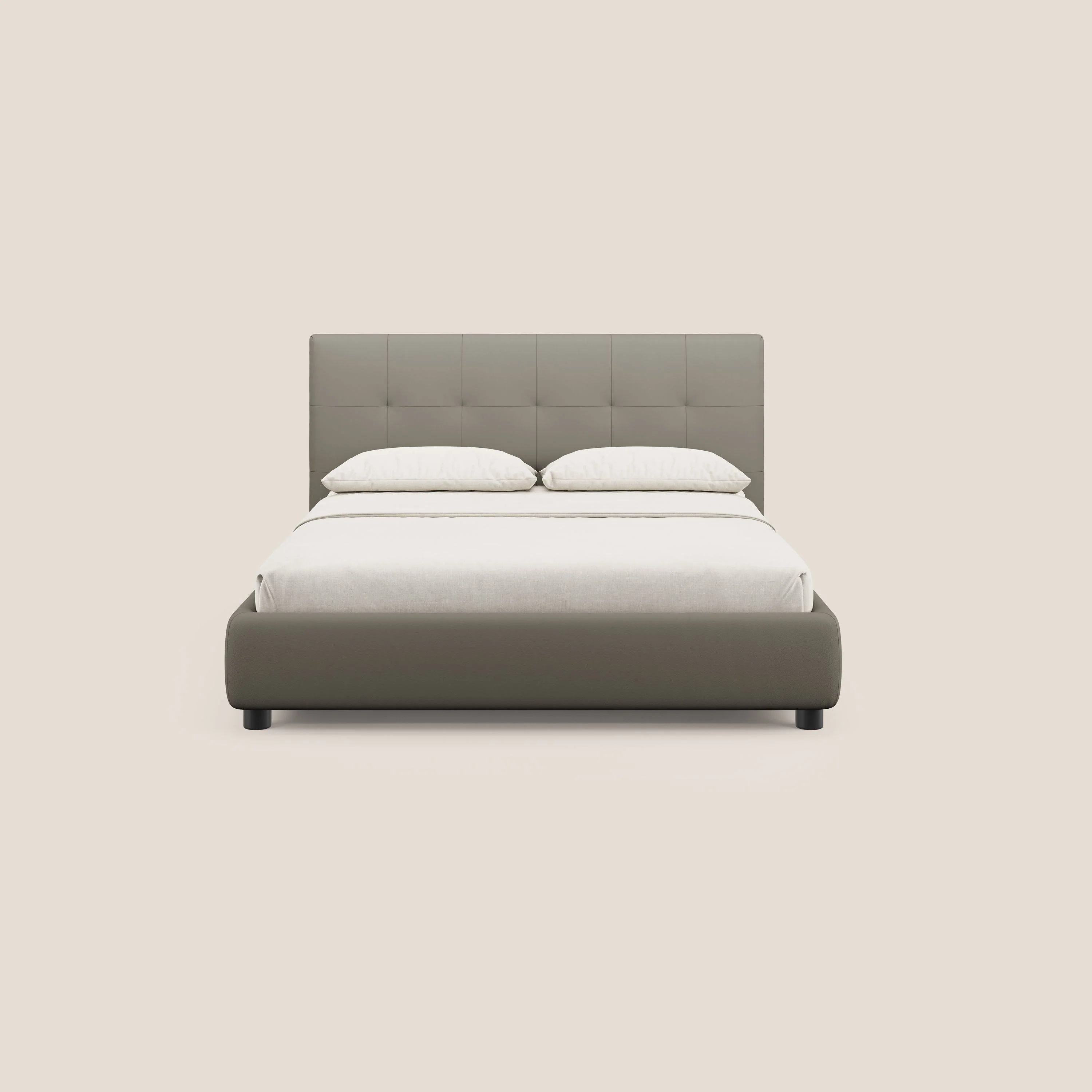 Minato lit coffre avec tête de lit capitonnée en similicuir imperméable T04 taupe - Image 3