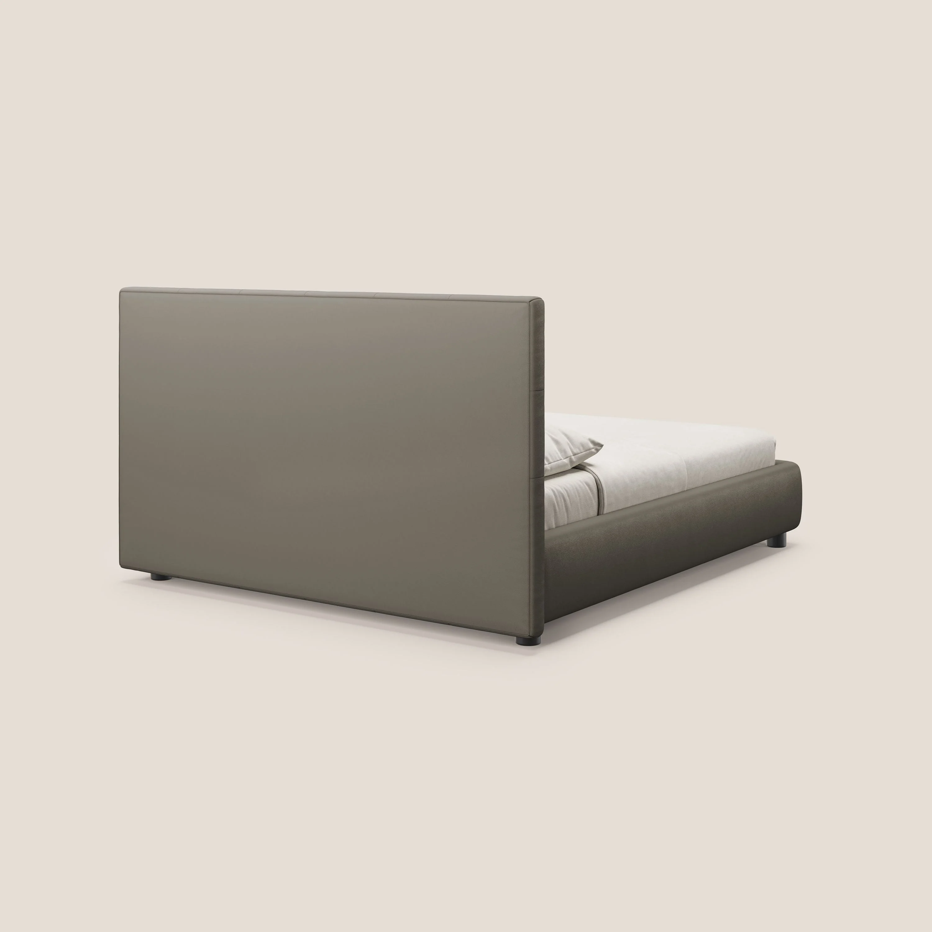 Minato lit coffre avec tête de lit capitonnée en similicuir imperméable T04 taupe - Image 5