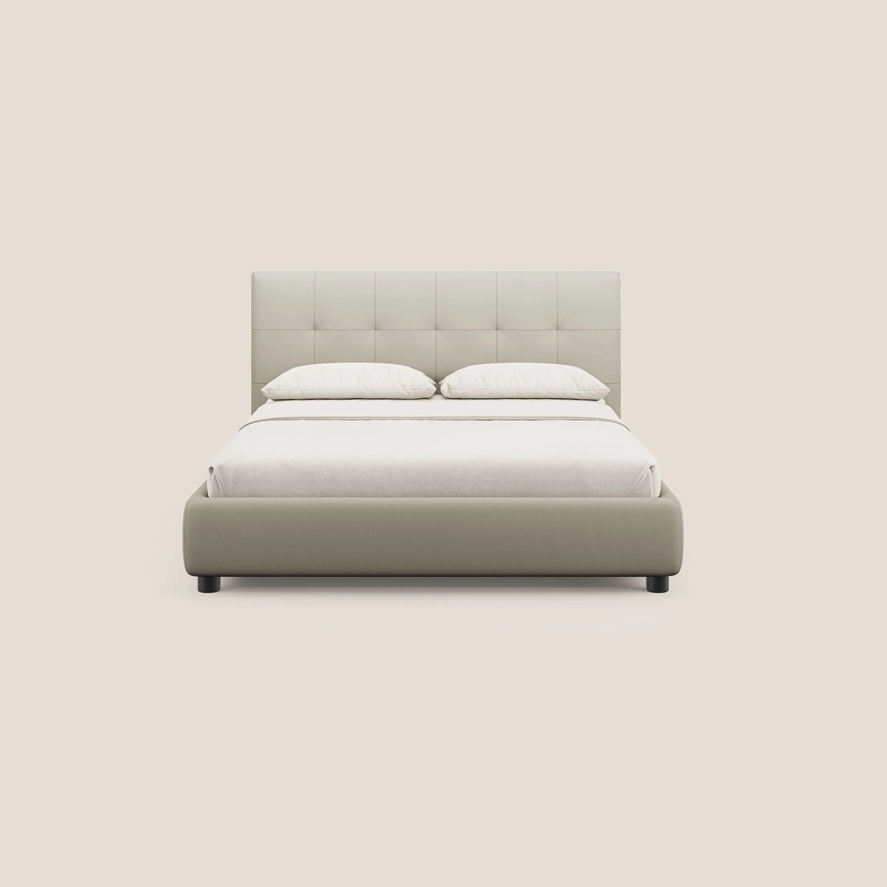 Minato lit coffre avec tête de lit capitonnée en similicuir imperméable T04 Taupe tortora - Image 4