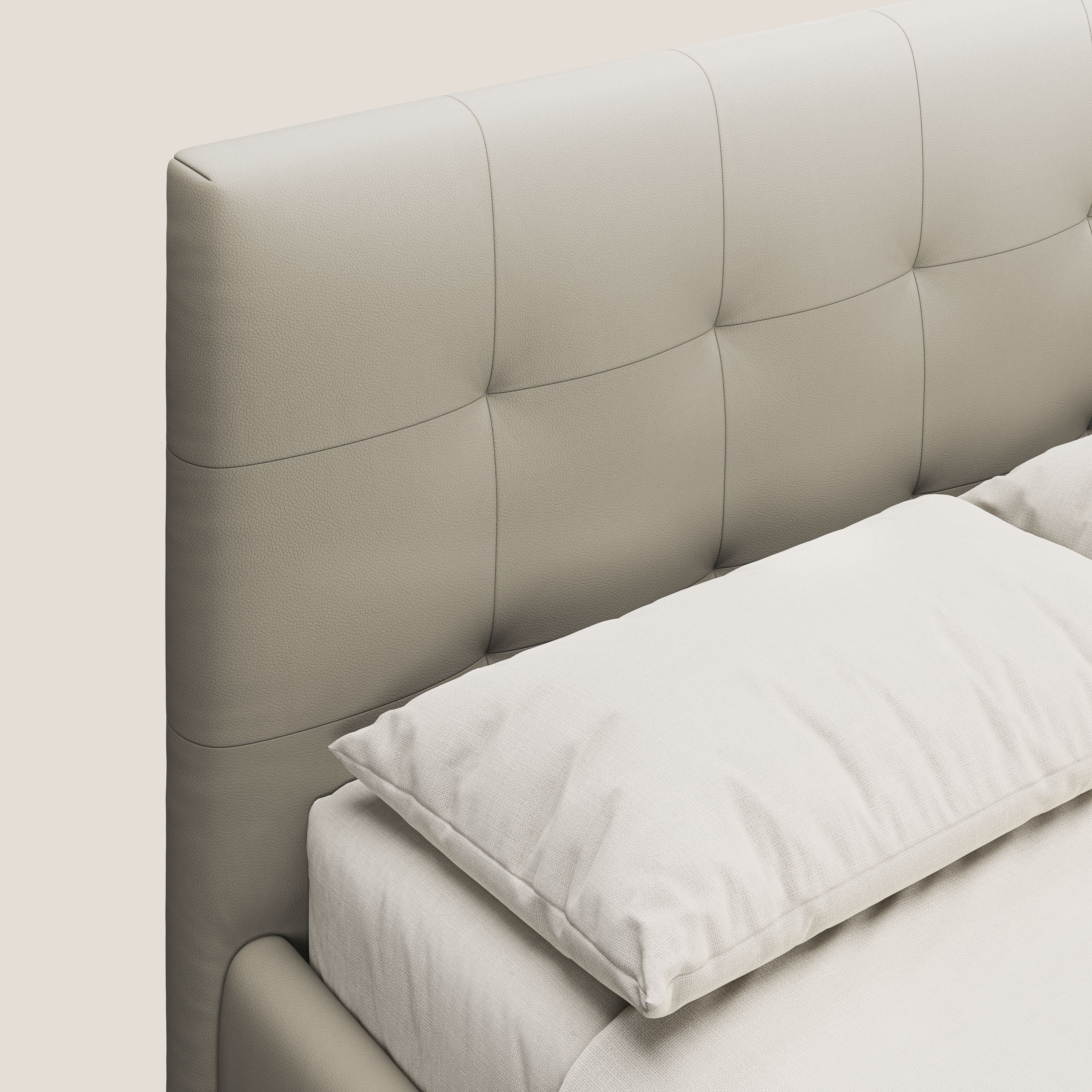 Minato lit coffre avec tête de lit capitonnée en similicuir imperméable T04 Taupe tortora - Image 7