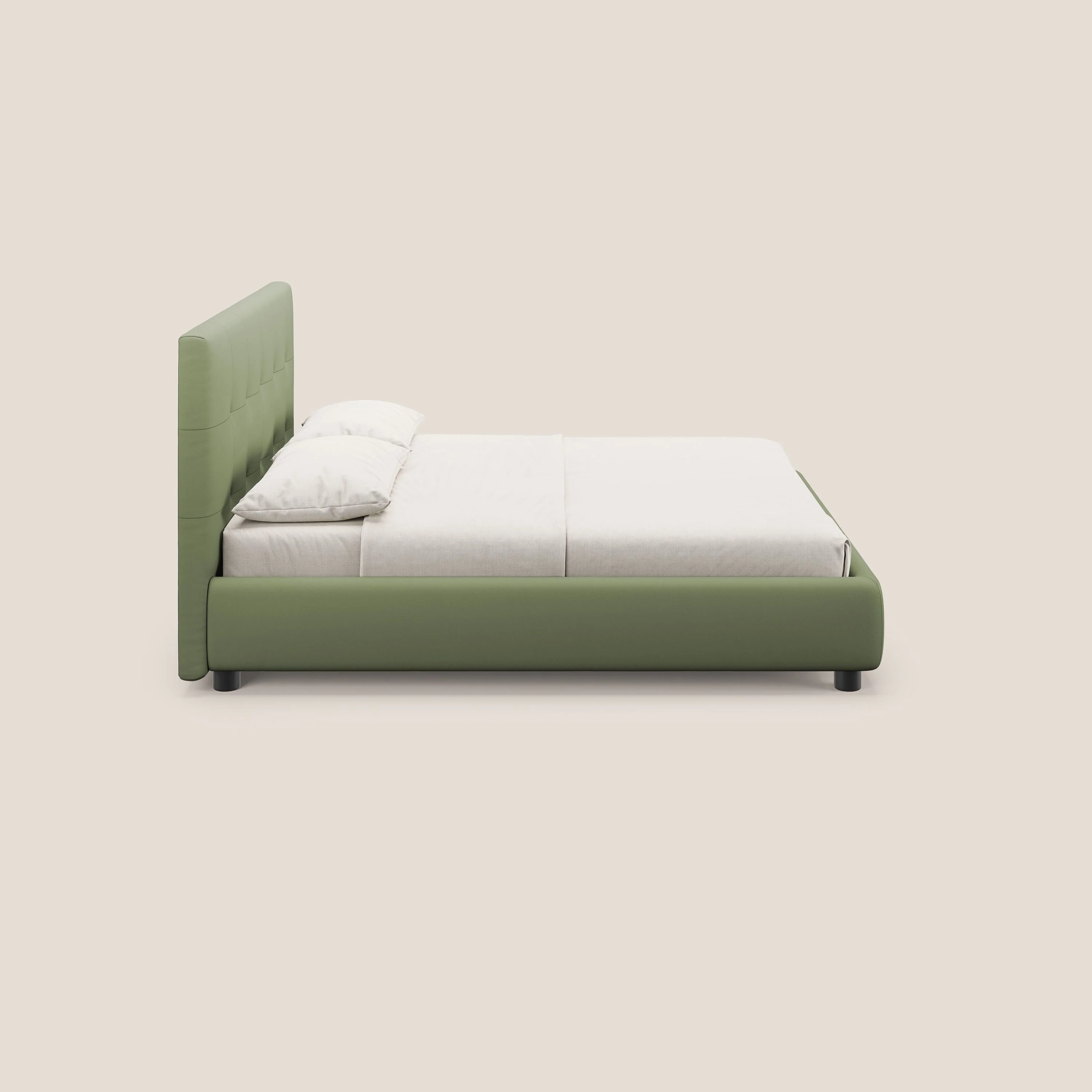 Minato lit coffre avec tête de lit capitonnée en similicuir imperméable T04 vert - Image 4