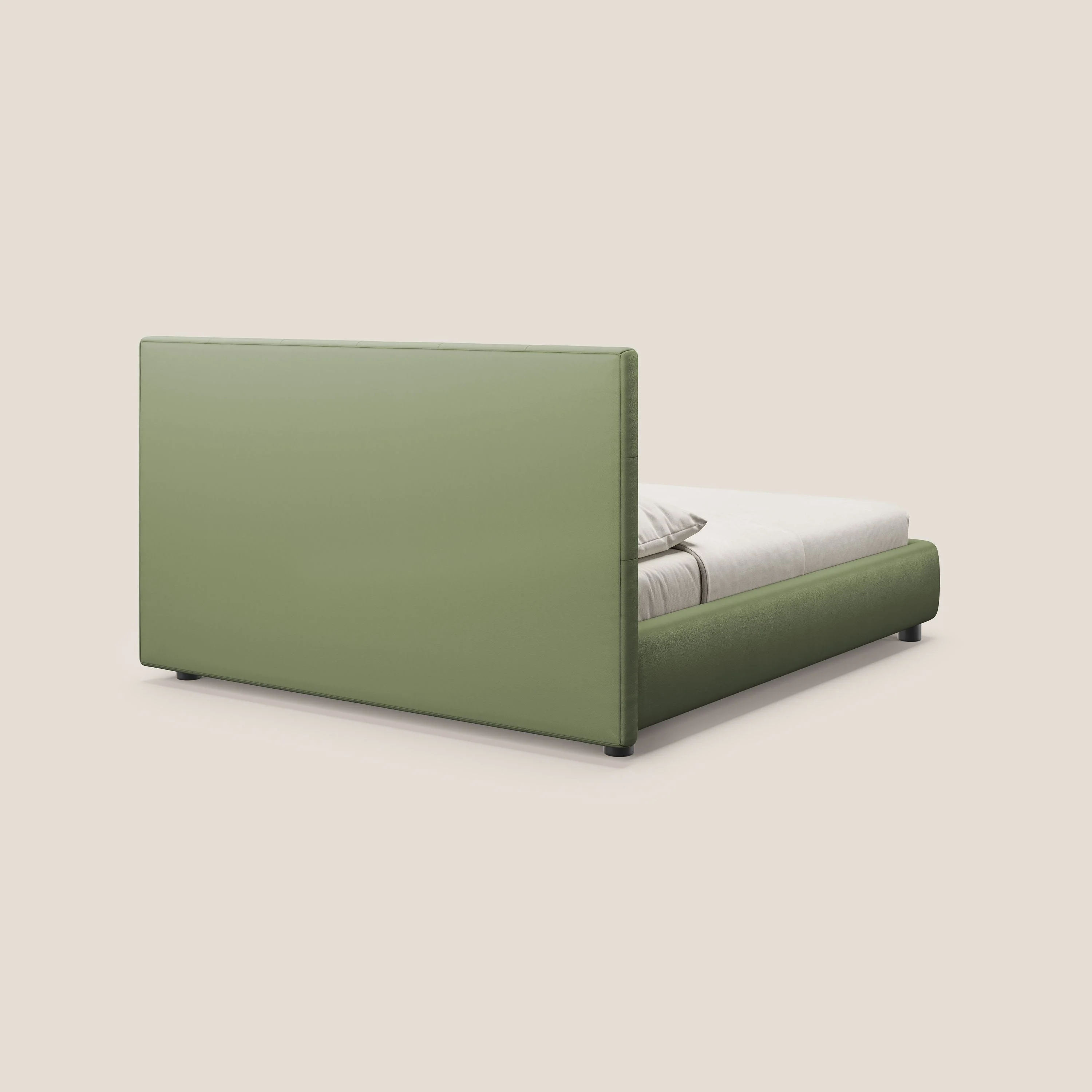 Minato lit coffre avec tête de lit capitonnée en similicuir imperméable T04 vert - Image 5