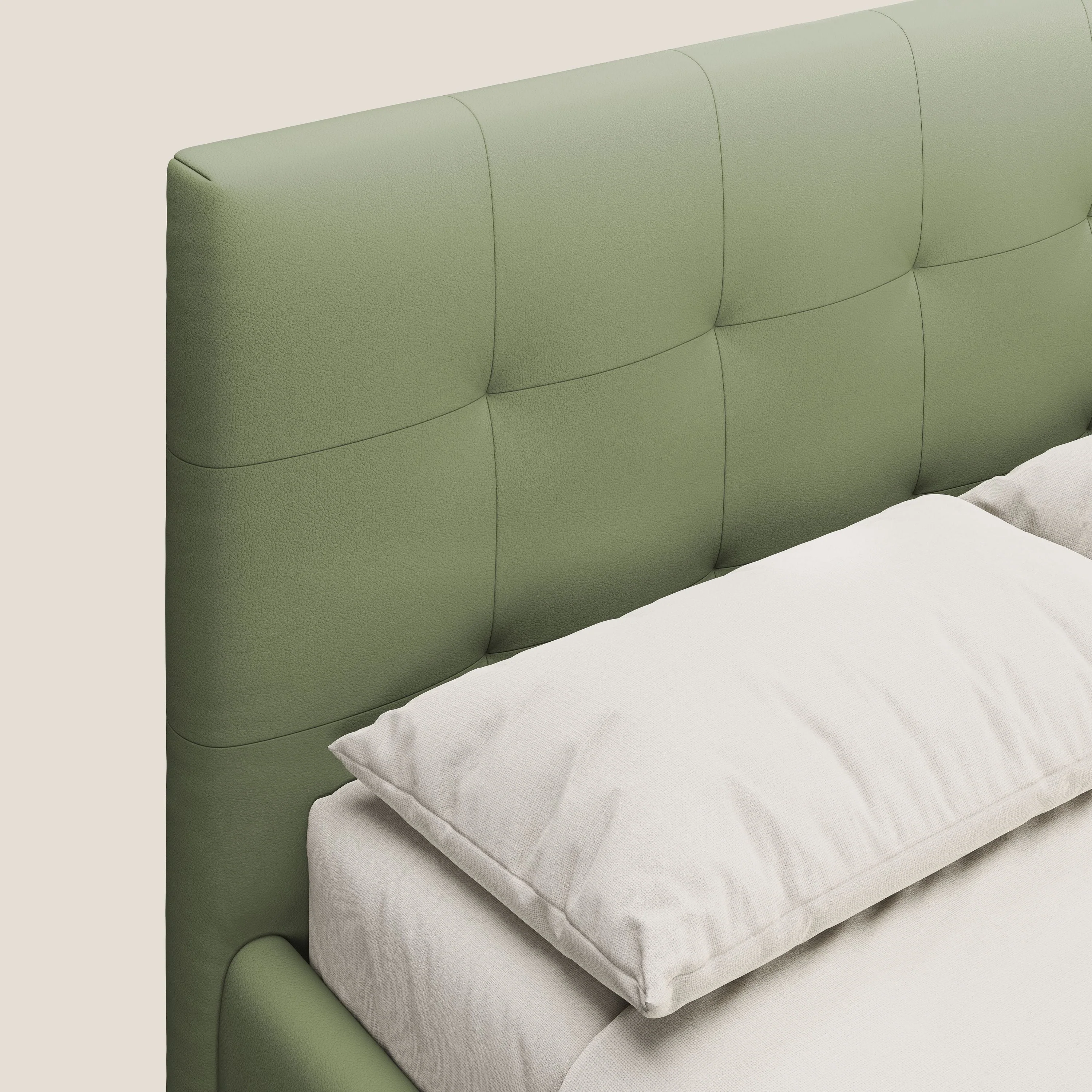 Minato lit coffre avec tête de lit capitonnée en similicuir imperméable T04 vert - Image 6