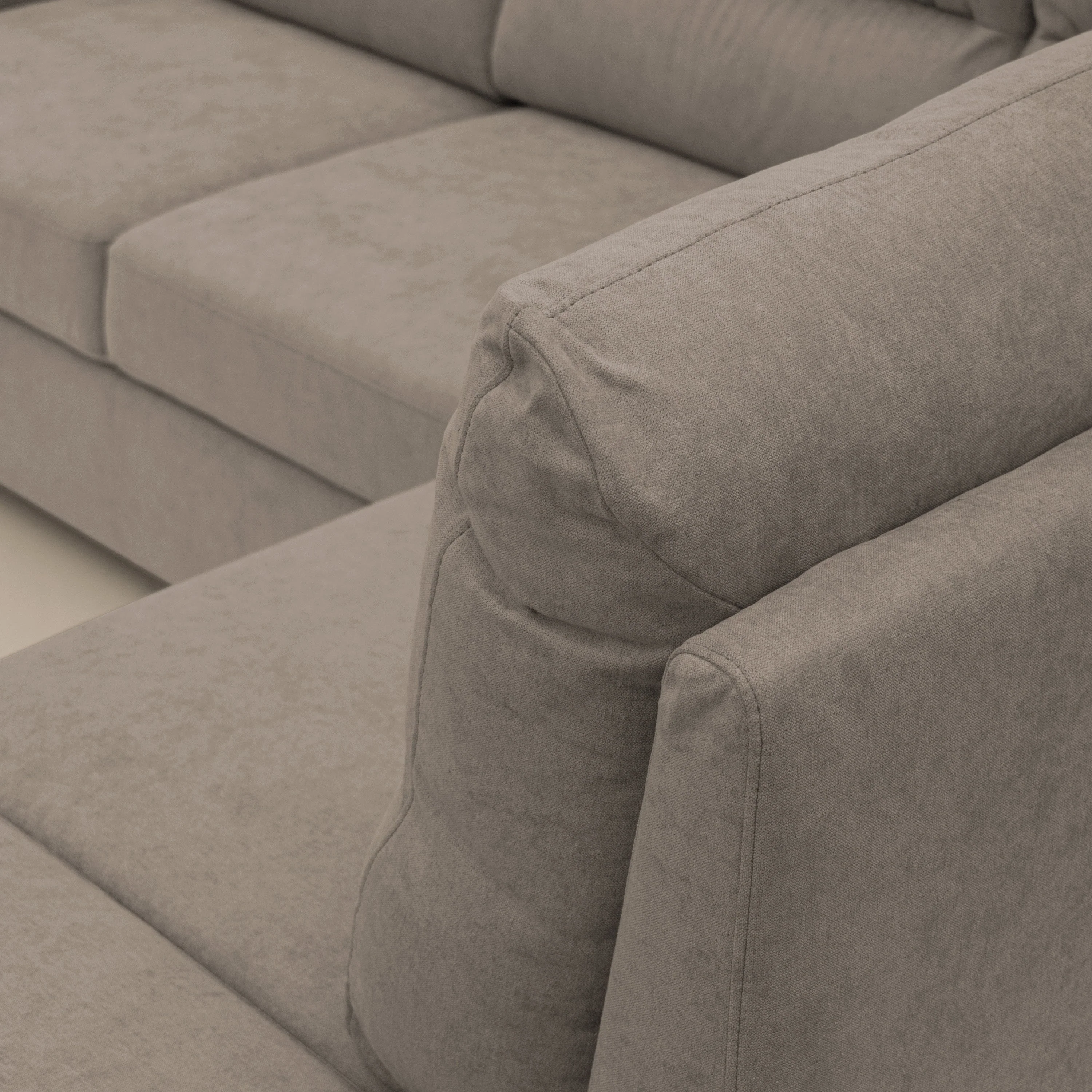 Minerva canapé d'angle avec angle et pouf extractible en tissu doux imperméable T02 beige - Image 8