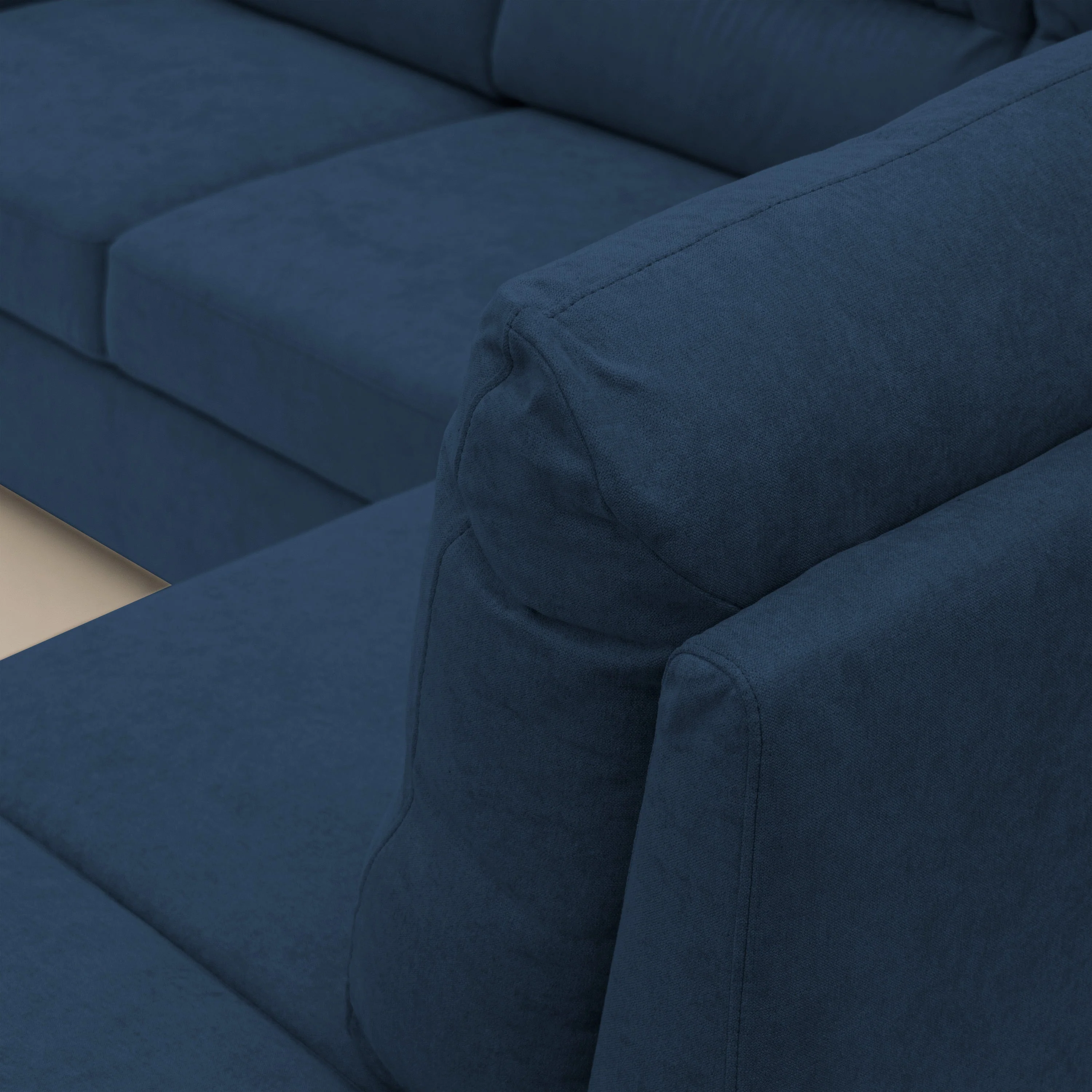 Minerva canapé d'angle avec angle et pouf extractible en tissu doux imperméable T02 bleu - Image 8