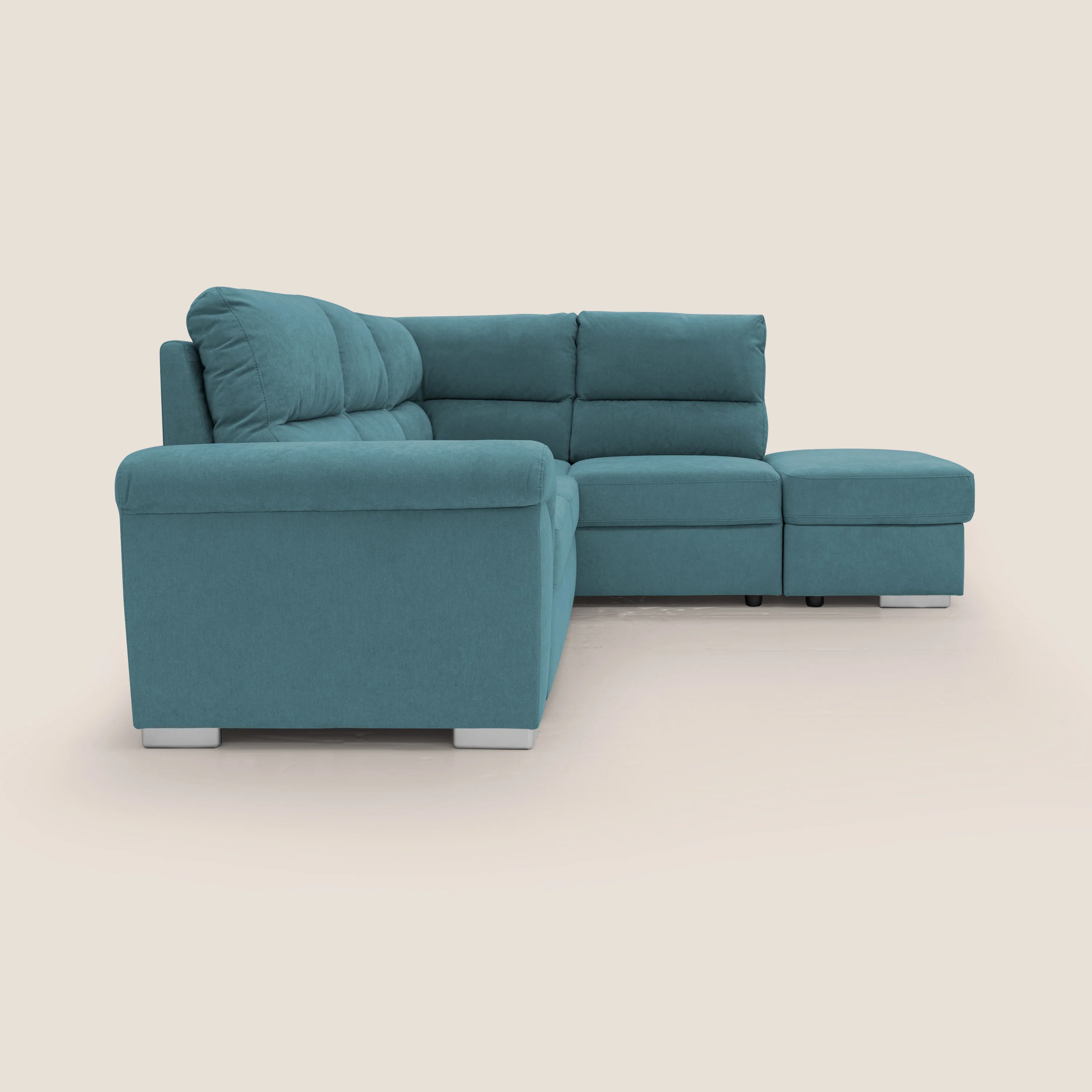 Minerva canapé d'angle avec angle et pouf extractible en tissu doux imperméable T02 bleu ciel - Image 12