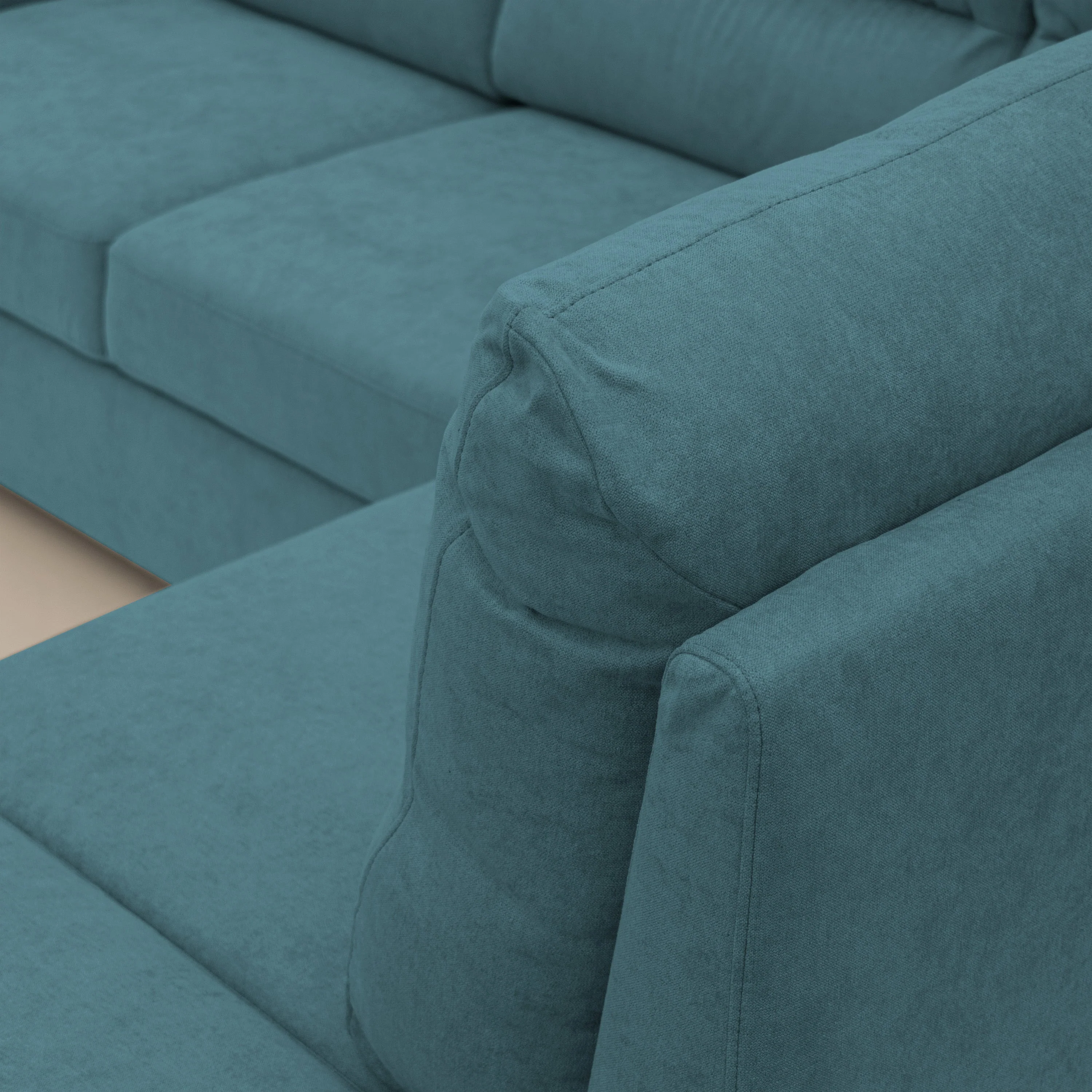 Minerva canapé d'angle avec angle et pouf extractible en tissu doux imperméable T02 bleu ciel - Image 8