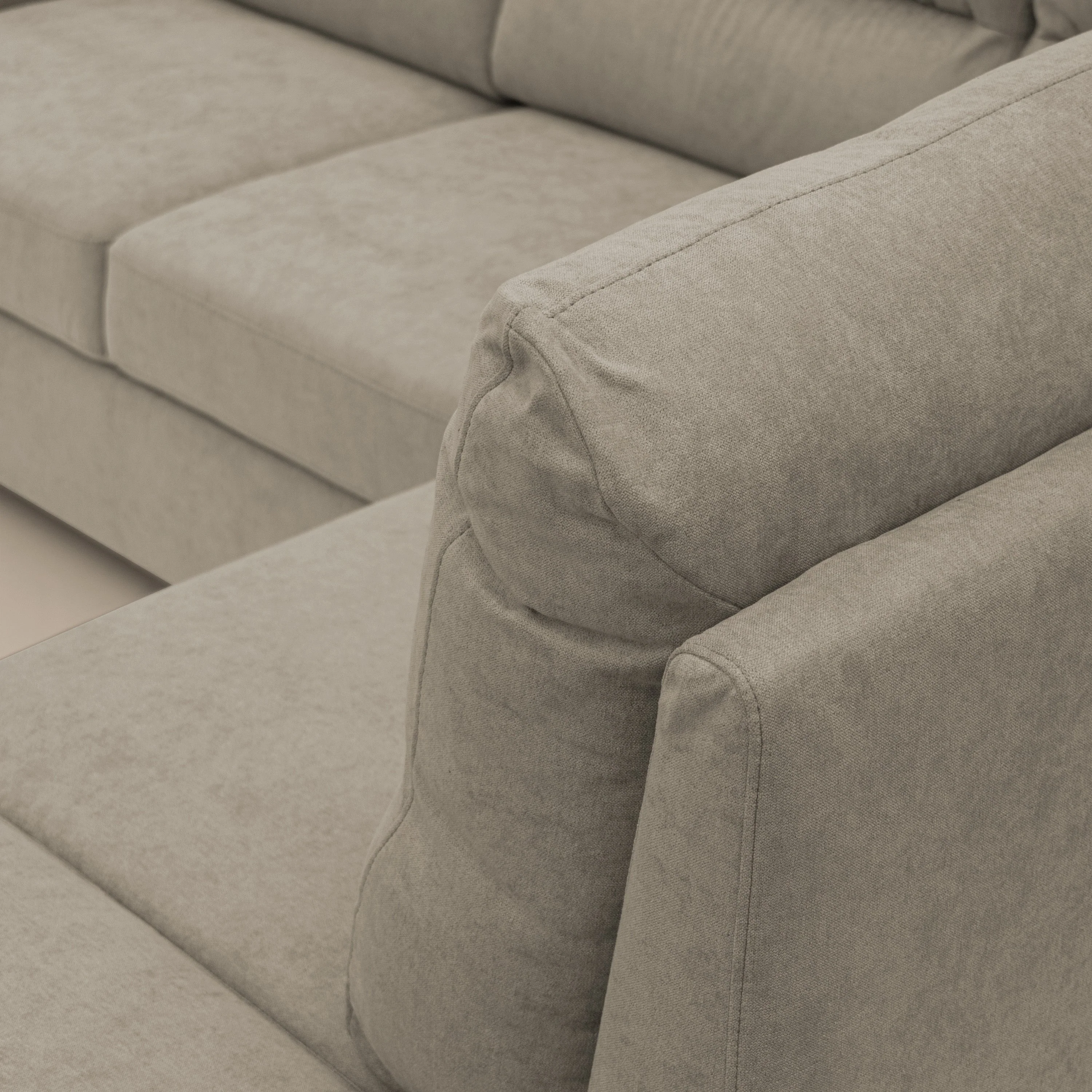 Minerva canapé d'angle avec angle et pouf extractible en tissu doux imperméable T02 crème - Image 8