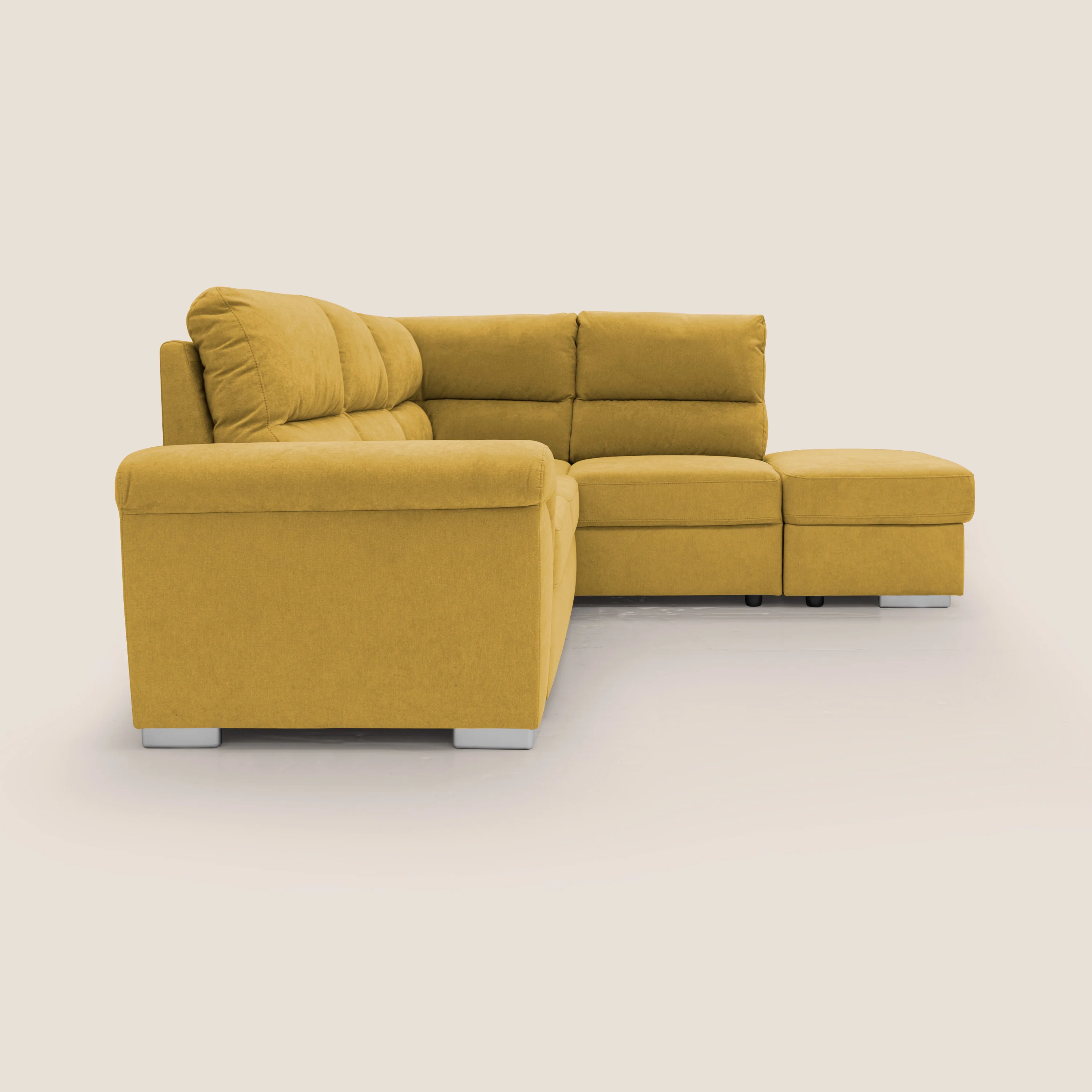 Minerva canapé d'angle avec angle et pouf extractible en tissu doux imperméable T02 jaune - Image 12