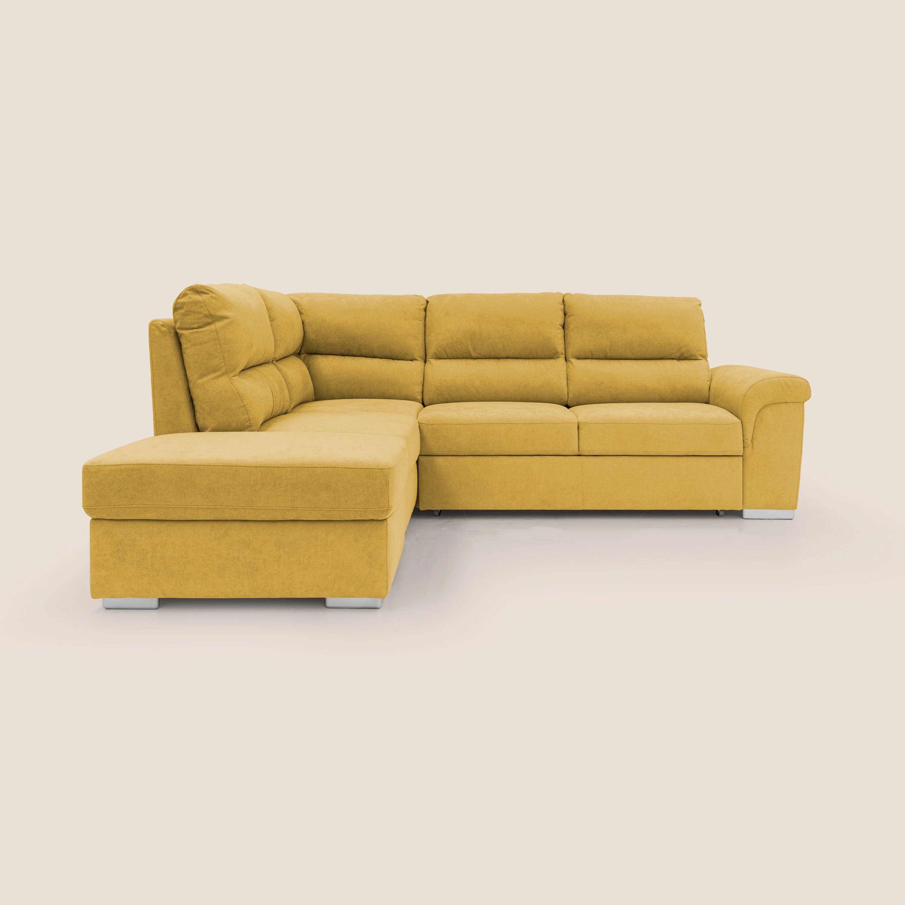 Minerva canapé d'angle avec angle et pouf extractible en tissu doux imperméable T02 jaune - Image 13