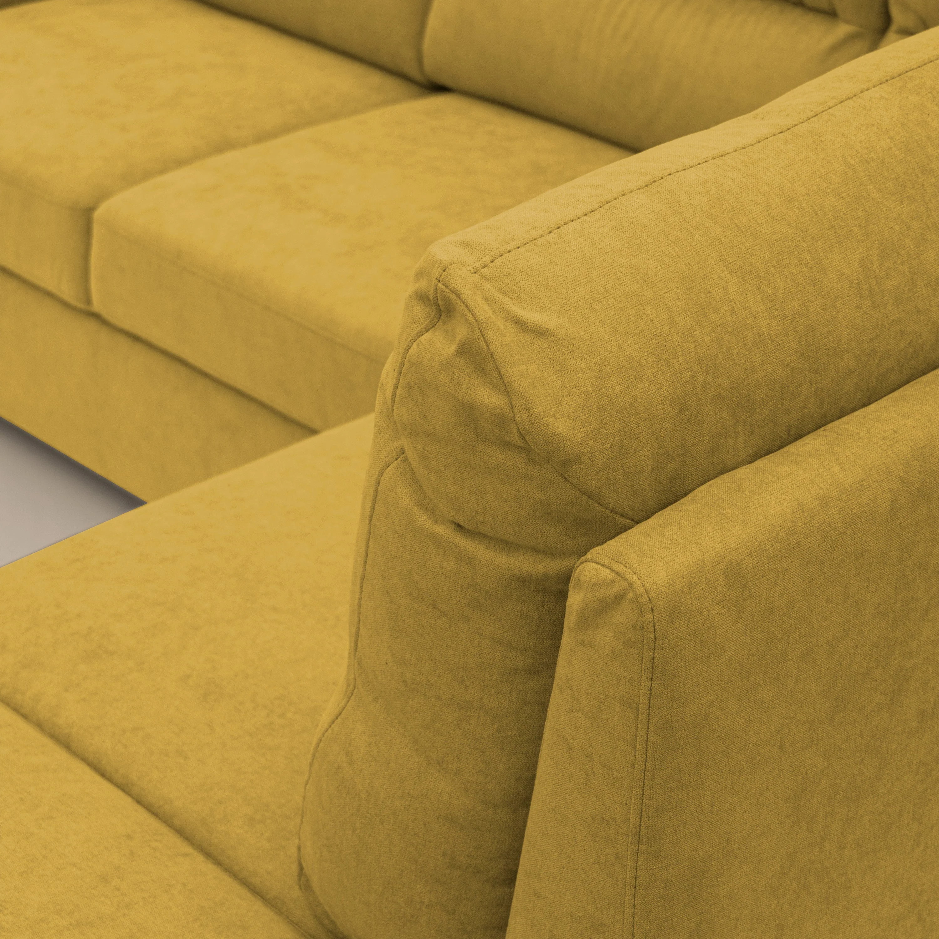 Minerva canapé d'angle avec angle et pouf extractible en tissu doux imperméable T02 jaune - Image 8