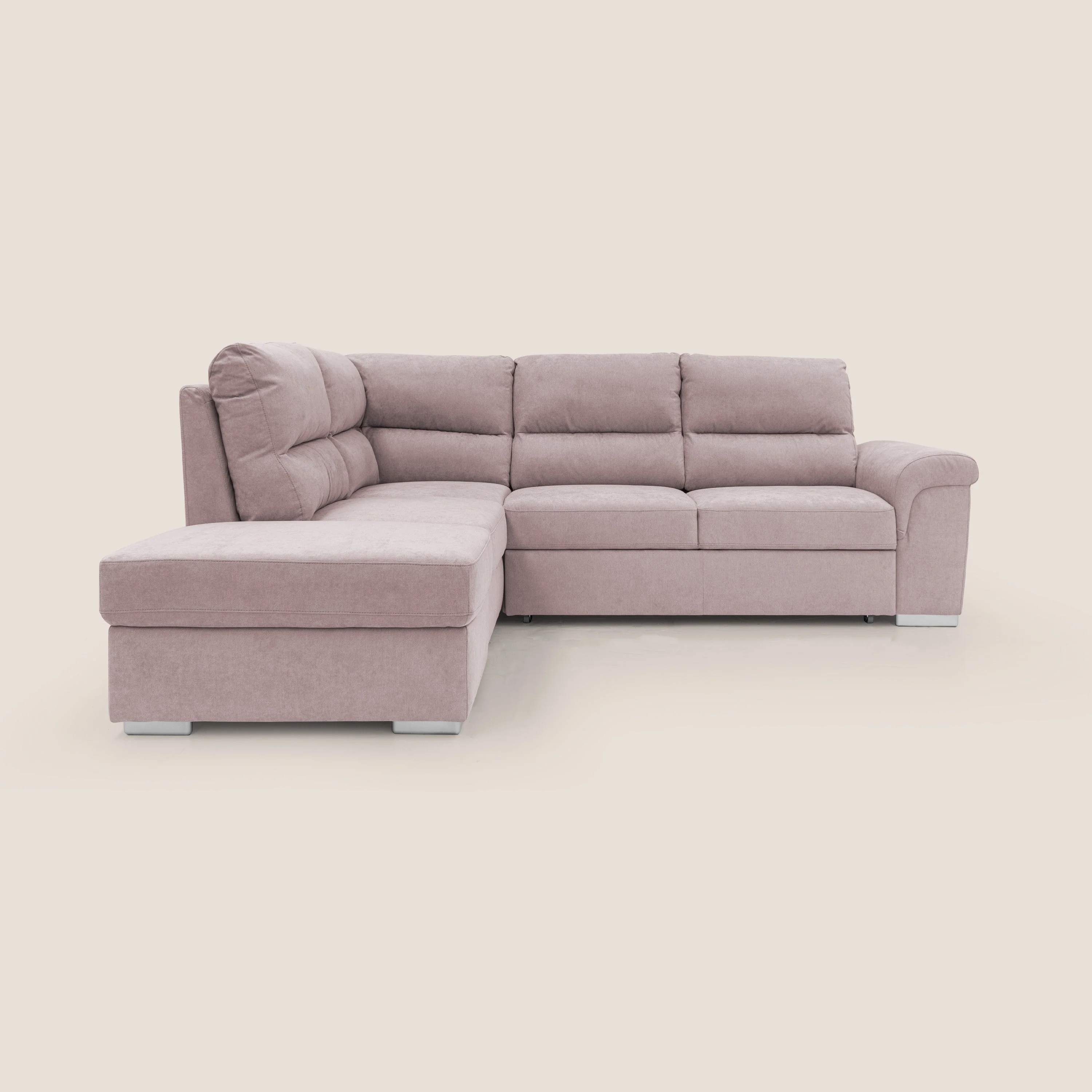 Minerva canapé d'angle avec angle et pouf extractible en tissu doux imperméable T02 rose - Image 13