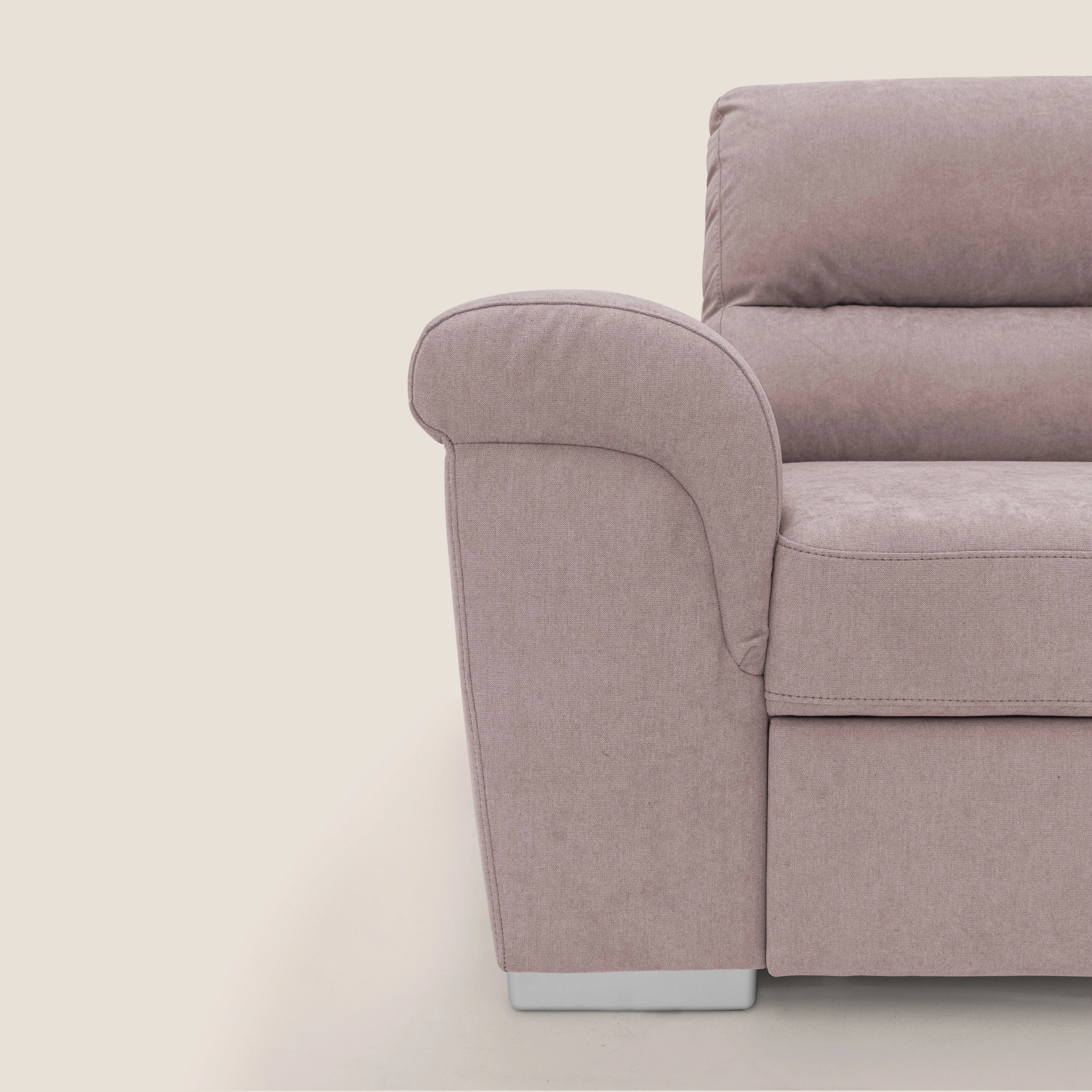 Minerva canapé d'angle avec angle et pouf extractible en tissu doux imperméable T02 rose - Image 4